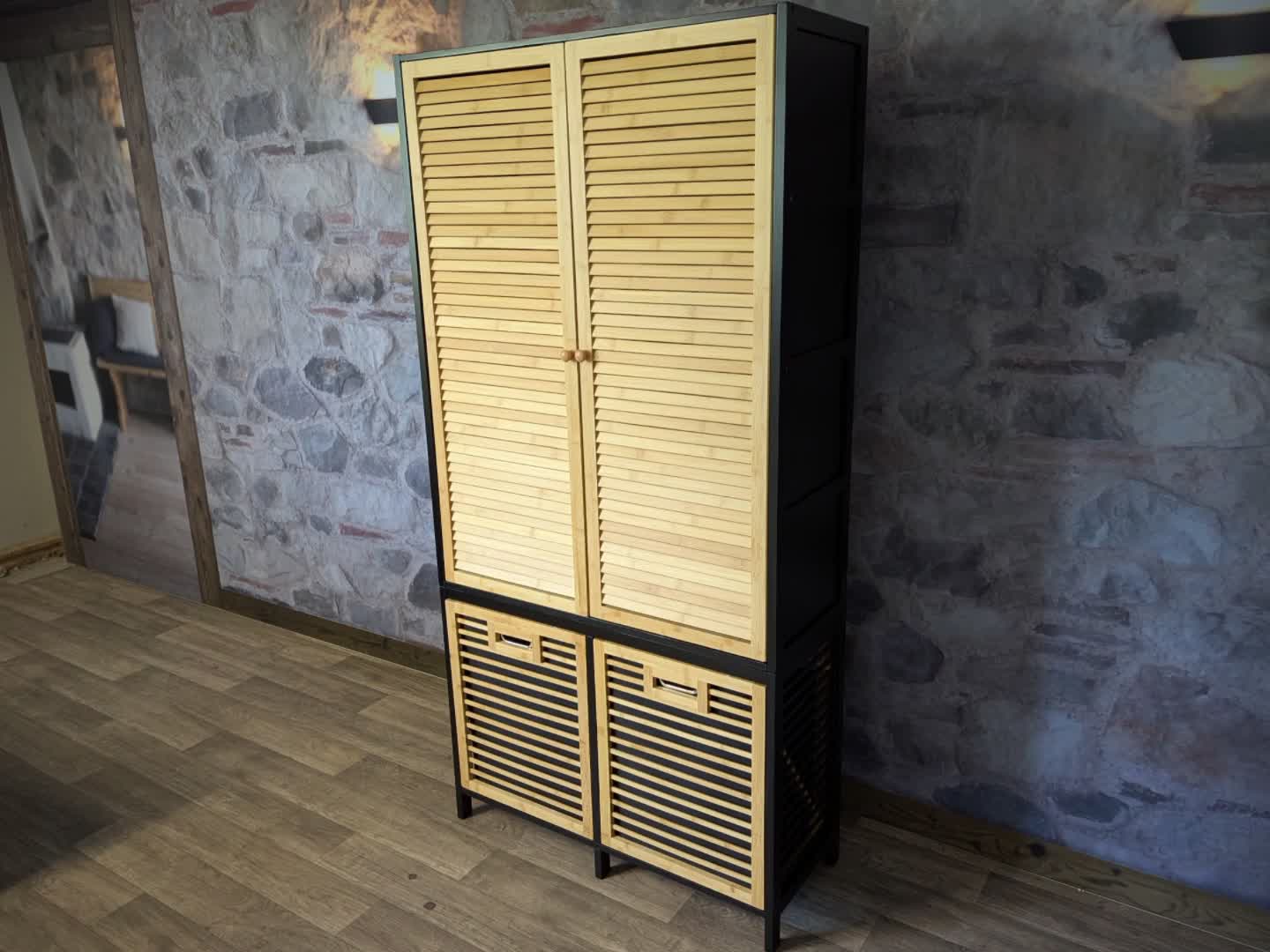 Bambus-Badezimmerschrank MCW-N83, Badregal Schrank, 2 Produktbild-Vorschau 7