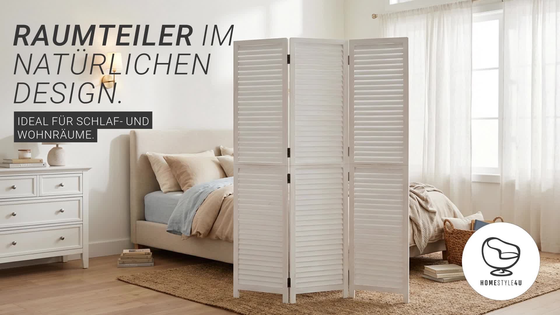 Homestyle4u Paravent Raumteiler 3 teilig Holz Lamellen Produktbild-Vorschau 7