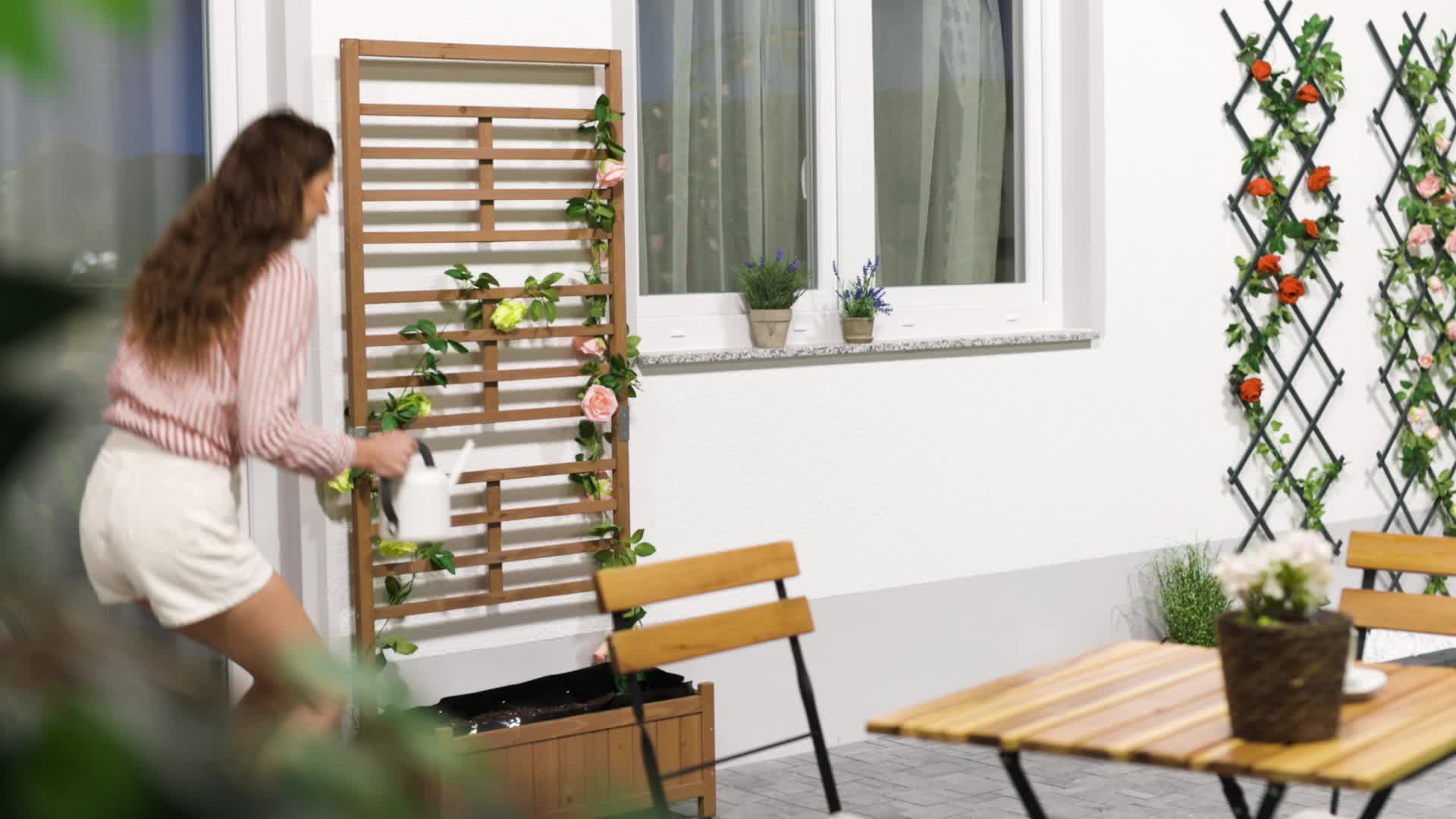 Relaxdays Pflanzkasten mit Spalierwand, HBT 171x71,5x32 cm, Produktbild-Vorschau 7