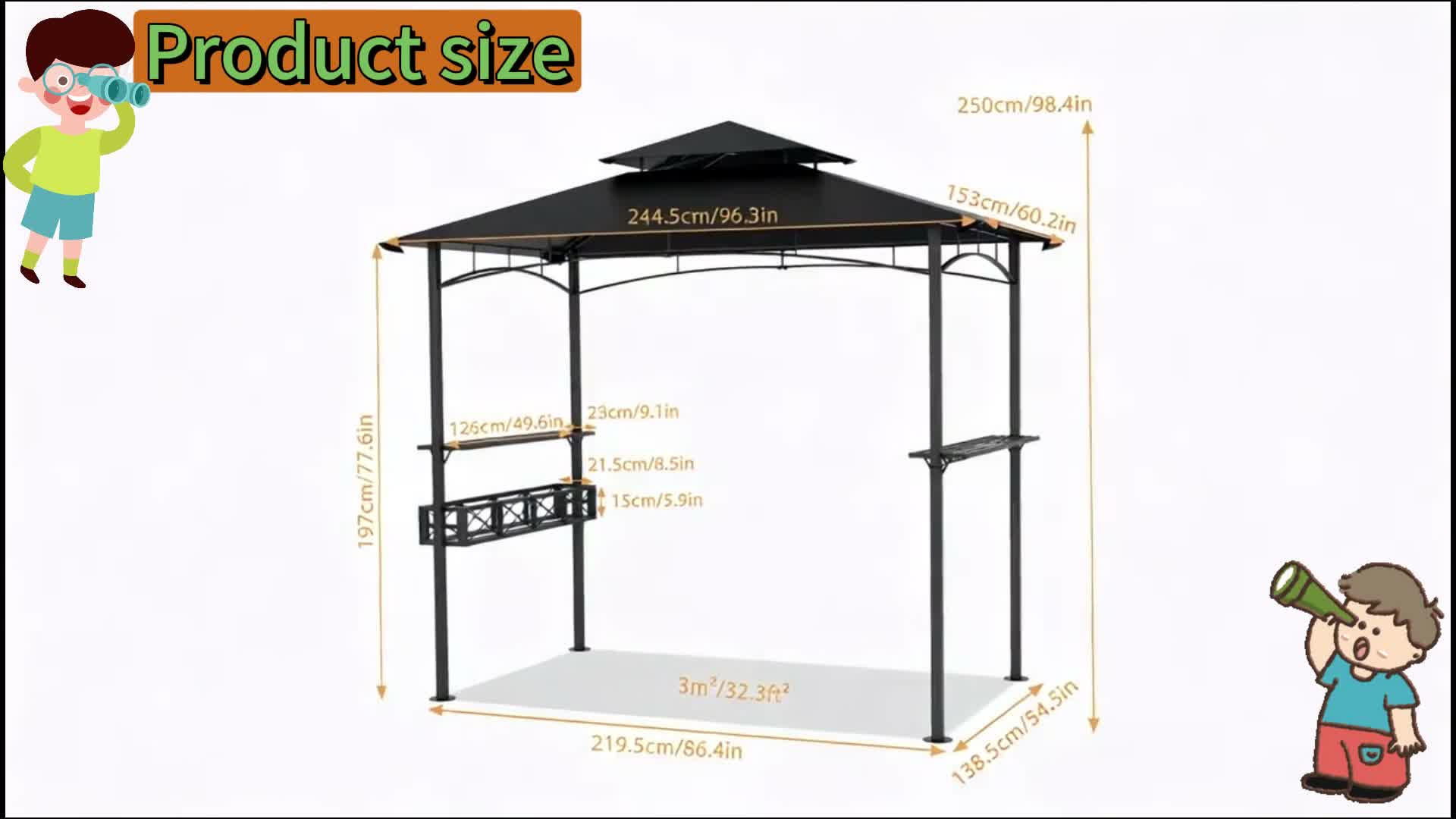 XINZI Grillpavillon BBQ-Pavillon Stahl Grill Pavillon Produktbild-Vorschau 7