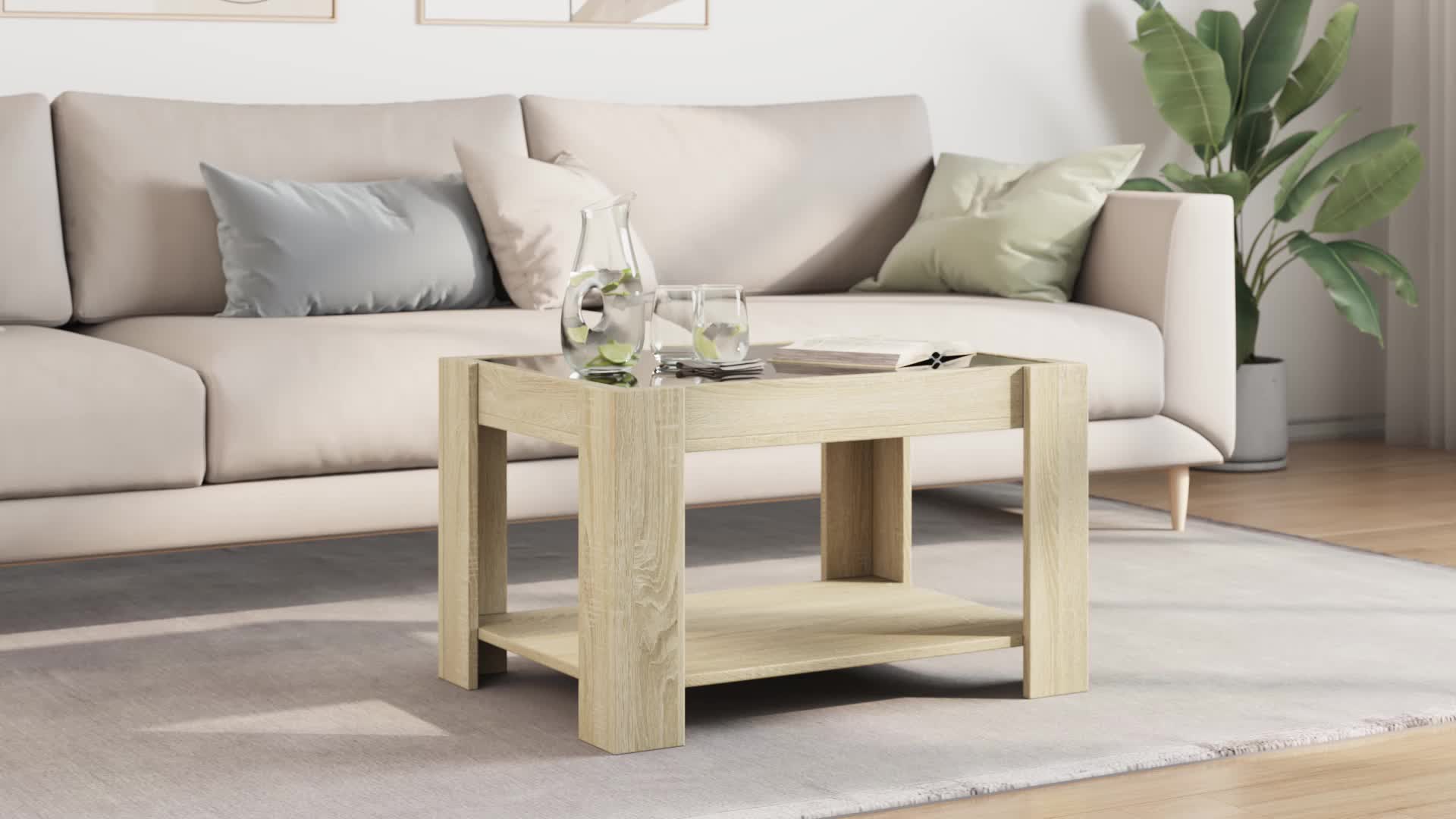 vidaXL LED-Couchtisch Betongrau 73x53x45 cm Holzwerkstoff Produktbild-Vorschau 7