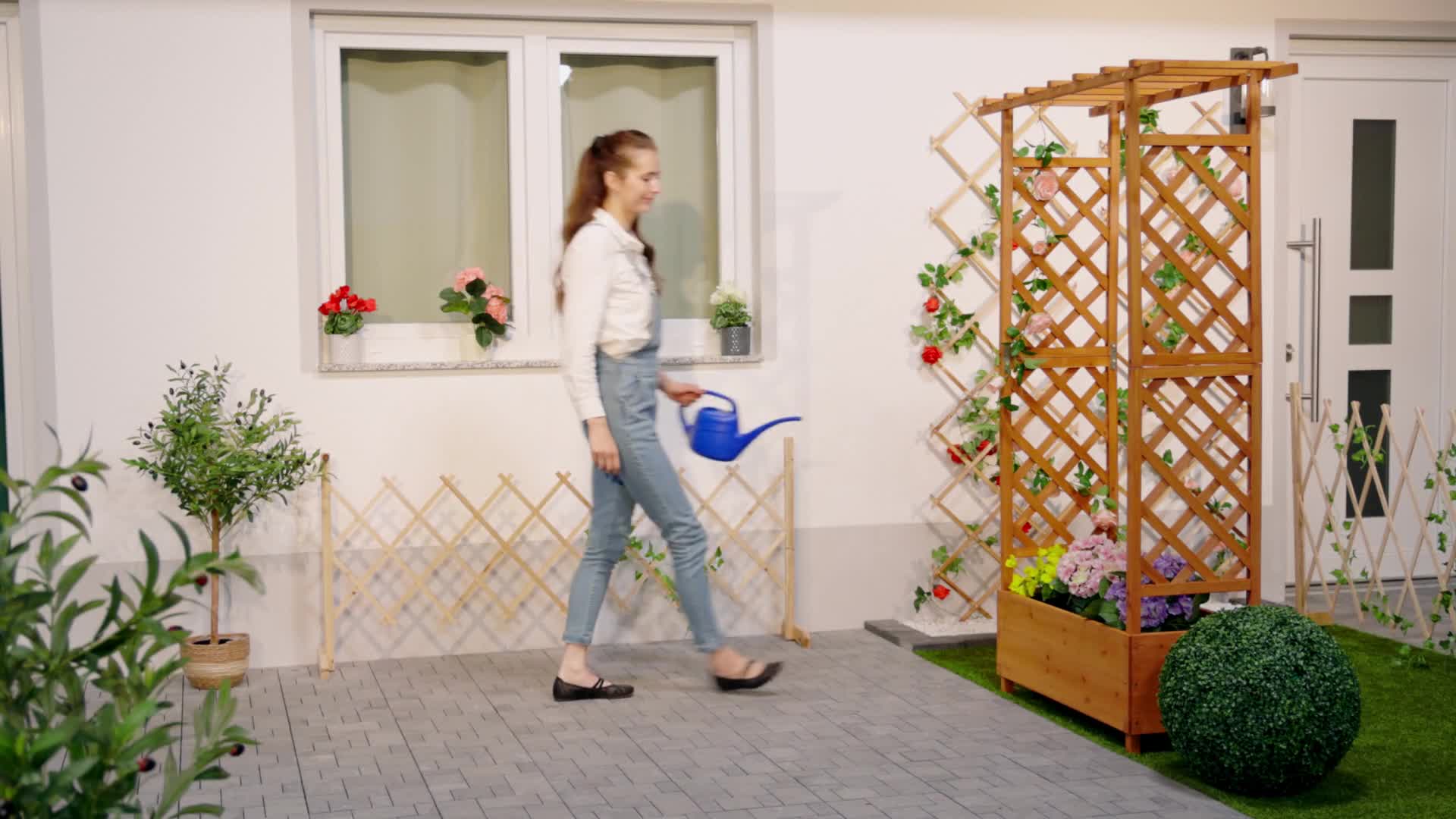 Relaxdays Blumenkasten mit Rankgitter & Dach, HBT: Produktbild-Vorschau 7