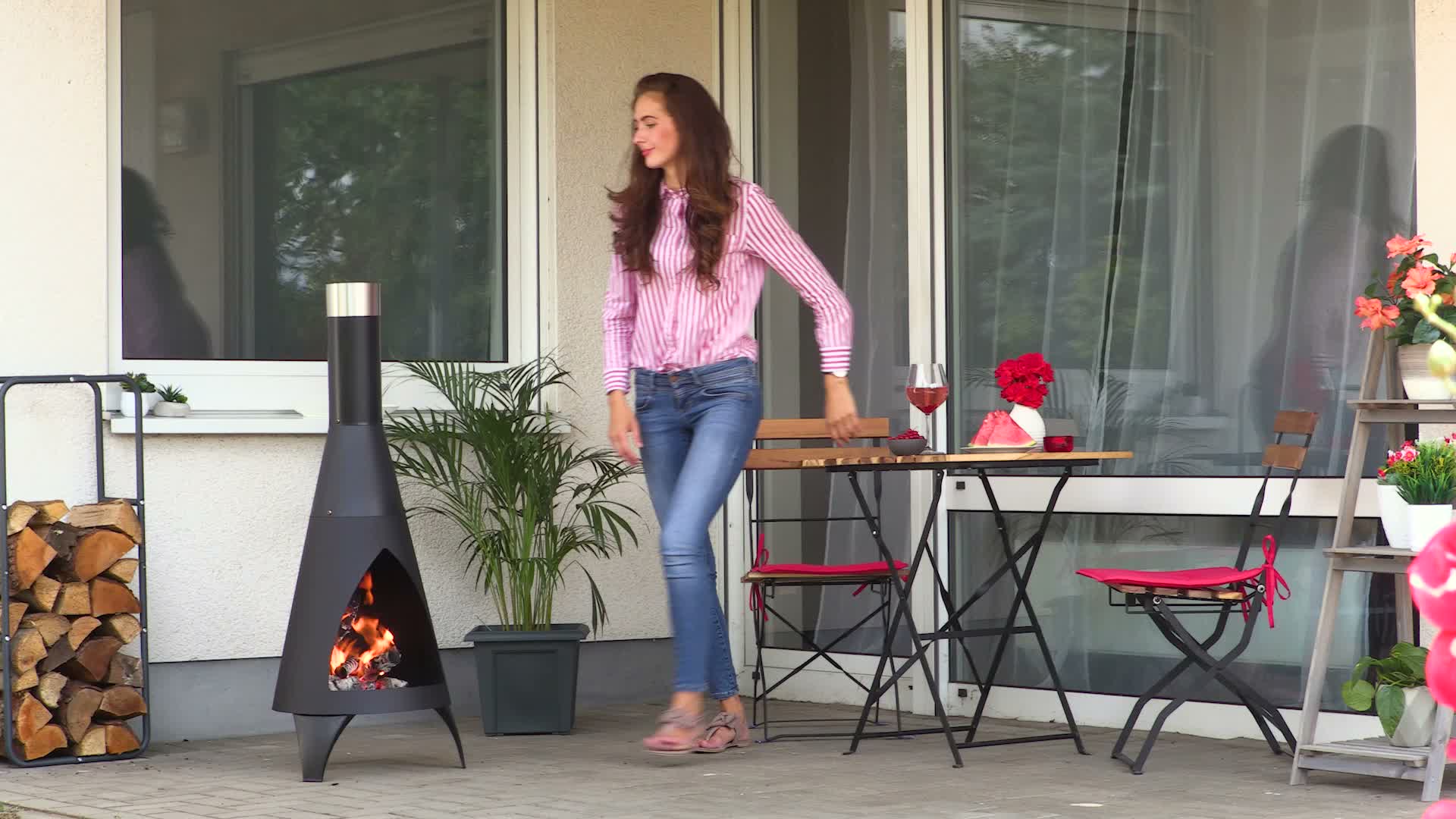 Relaxdays Kaminholzregal, Holzscheite Stapelhilfe, aus Produktbild-Vorschau 7