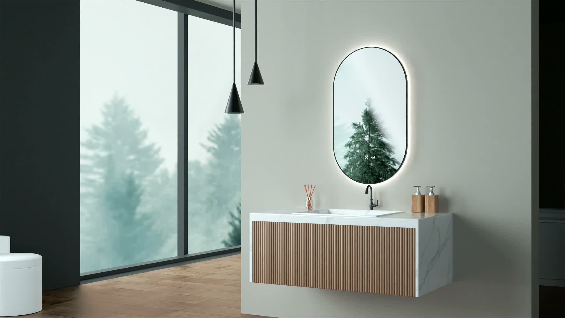 HOKO LED Ovalspiegel mit Metallrahmen 50x90 cm Anti-fog Produktbild-Vorschau 7