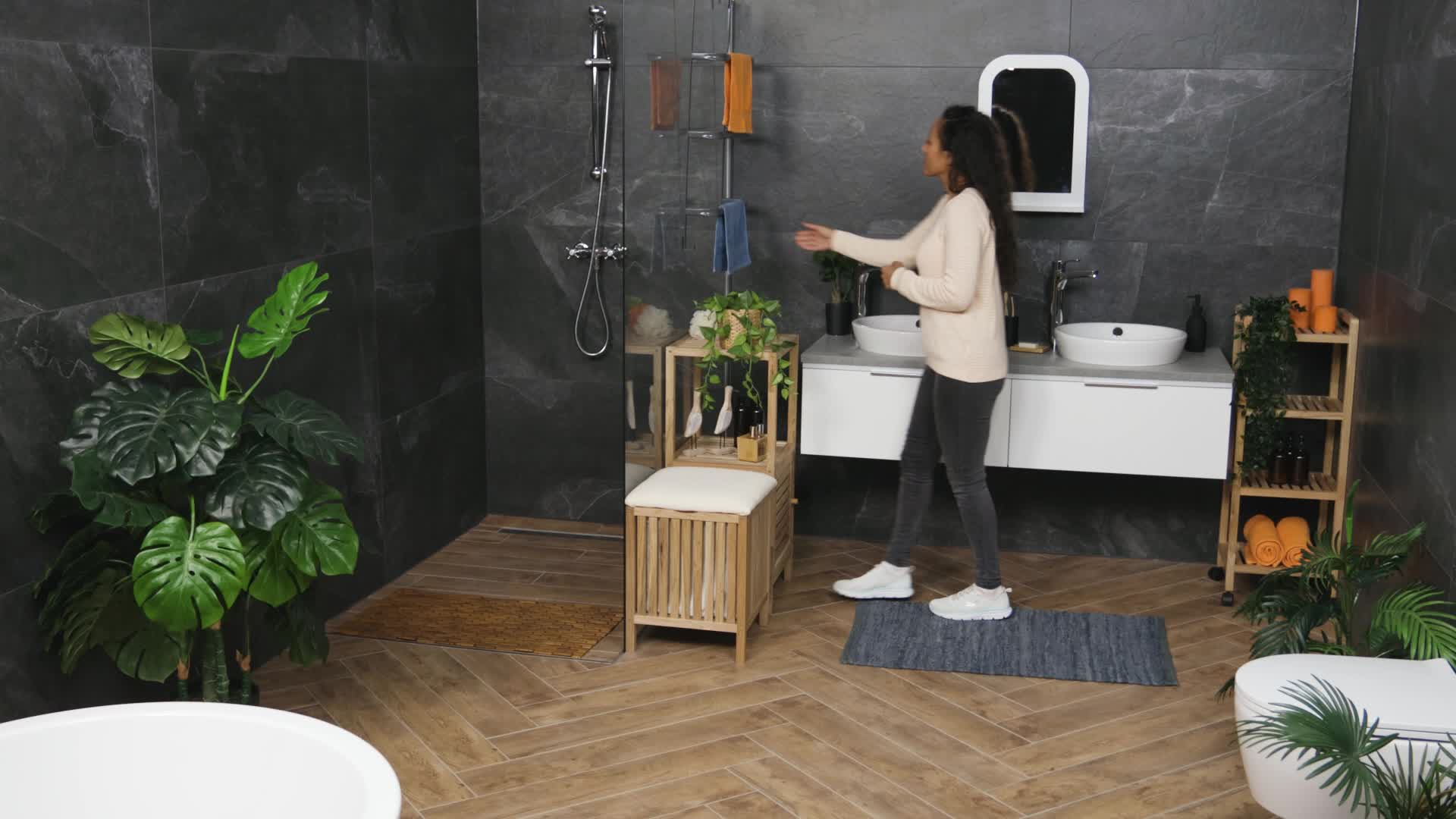 Relaxdays Wäschekorb mit Sitz, Badhocker mit Stauraum, 30 l Produktbild-Vorschau 7