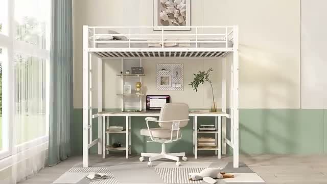 Lit mezzanine avec bureau 90 x 200 cm, blanc – Lit Voir les images du produit 7