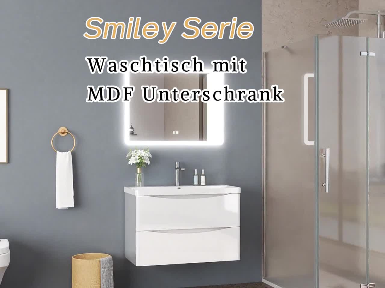 Waschtisch mit Unterschrank 60 cm Smiley Badmöbel Set Produktbild-Vorschau 7