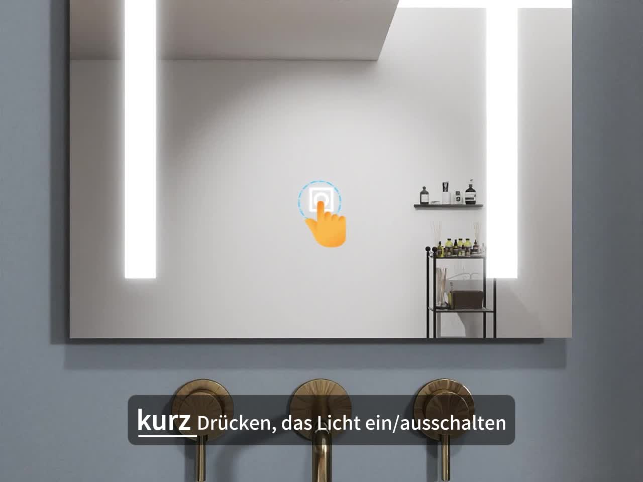 Badspiegel mit Beleuchtung 50×70cm Wandschalter Touch Produktbild-Vorschau 7