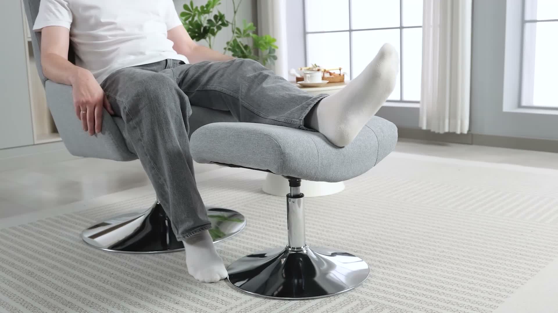 HOMCOM Relaxsessel mit Hocker, 360°drehbarer Fernsehsessel Produktbild-Vorschau 7