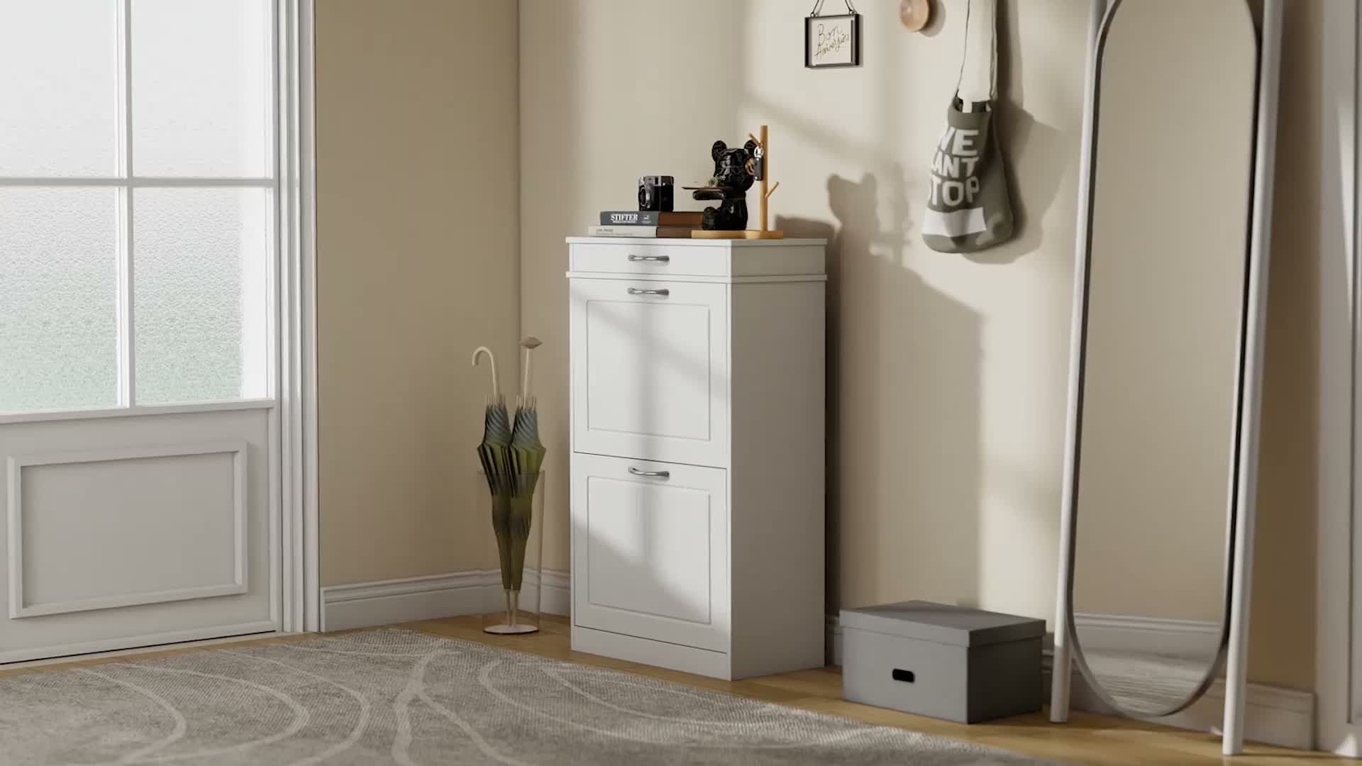 HOMCOM Schuhschrank mit 2 Klappen, Schuhkipper Schmal für 8 Produktbild-Vorschau 7