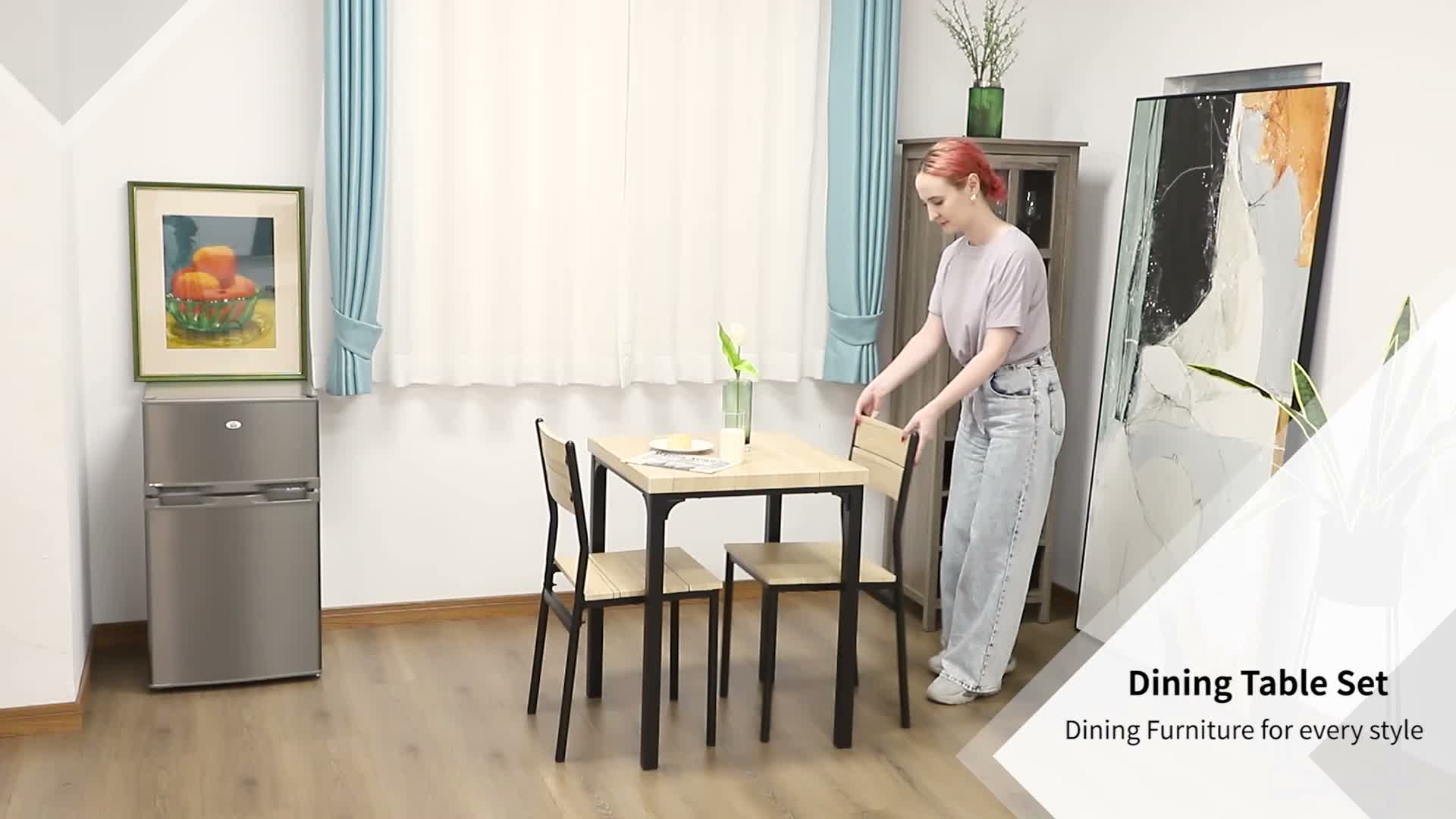 HOMCOM 3-teilige Essgruppe Esszimmergruppe mit Produktbild-Vorschau 7