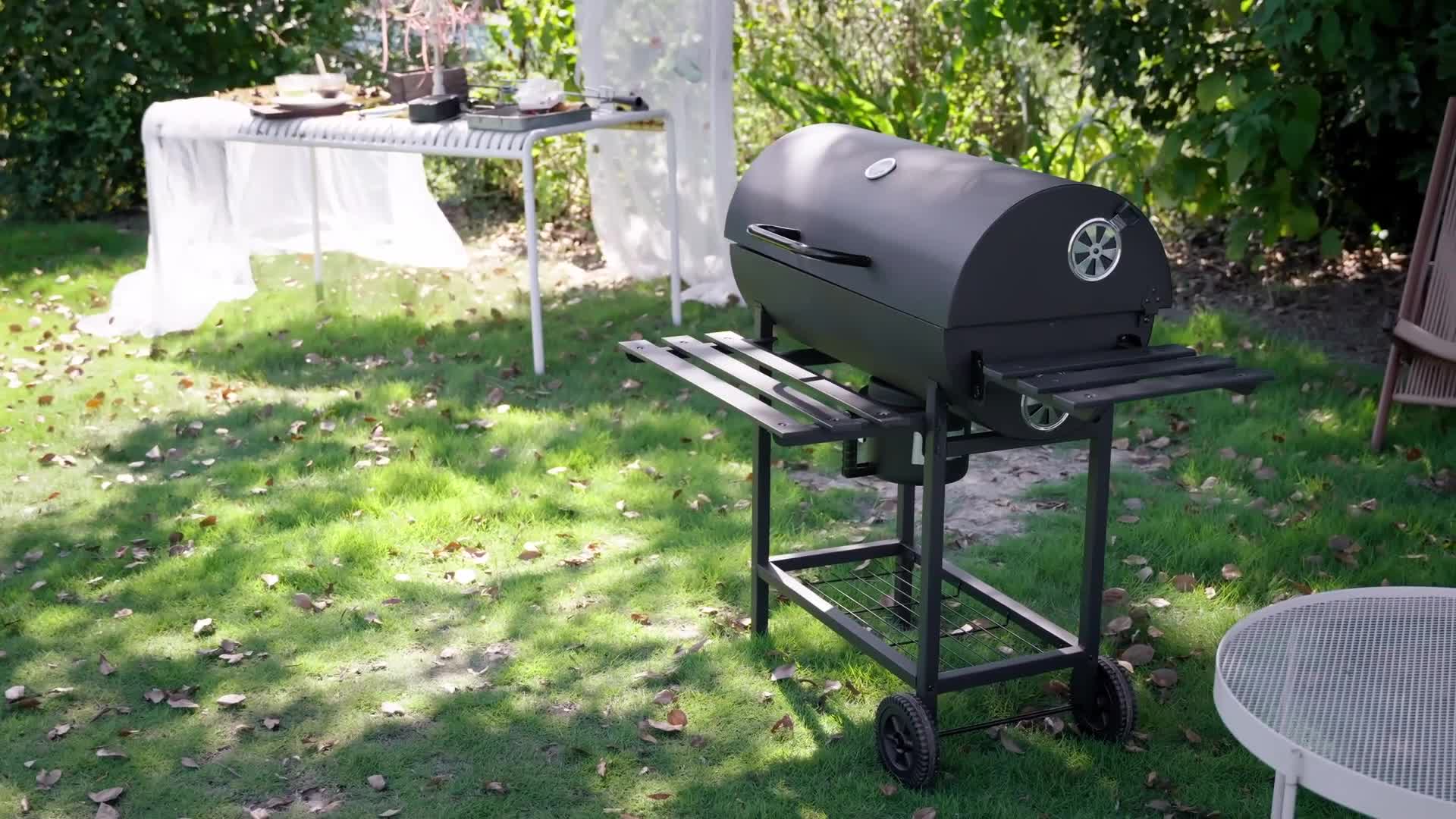 TEENO Grillwagen XXL Holzkohlegrill mit Seitenablage, Produktbild-Vorschau 7