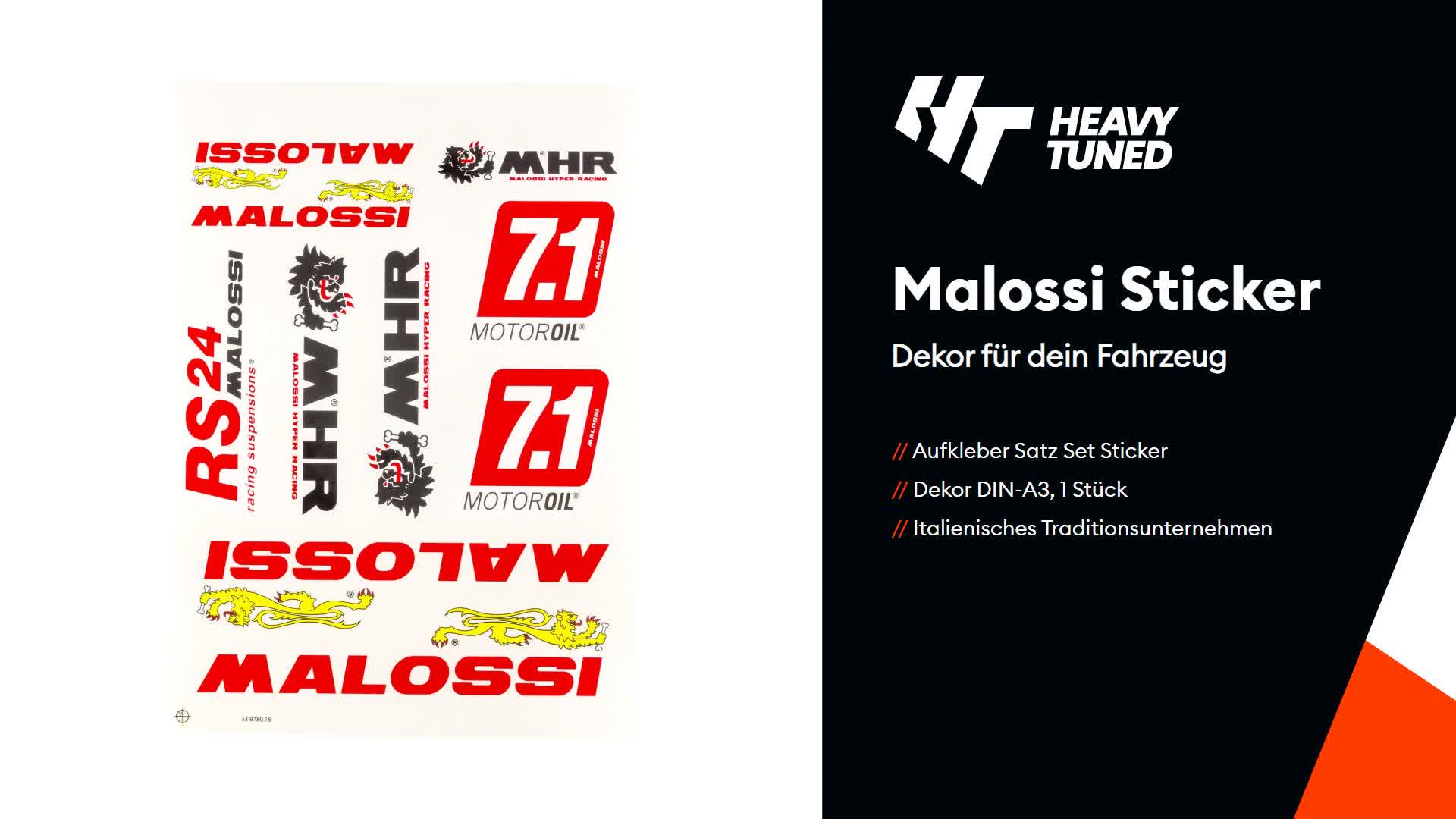 Malossi Aufkleber Satz Set Sticker Nachbildung DIN-A3, 1 Produktbild-Vorschau 2