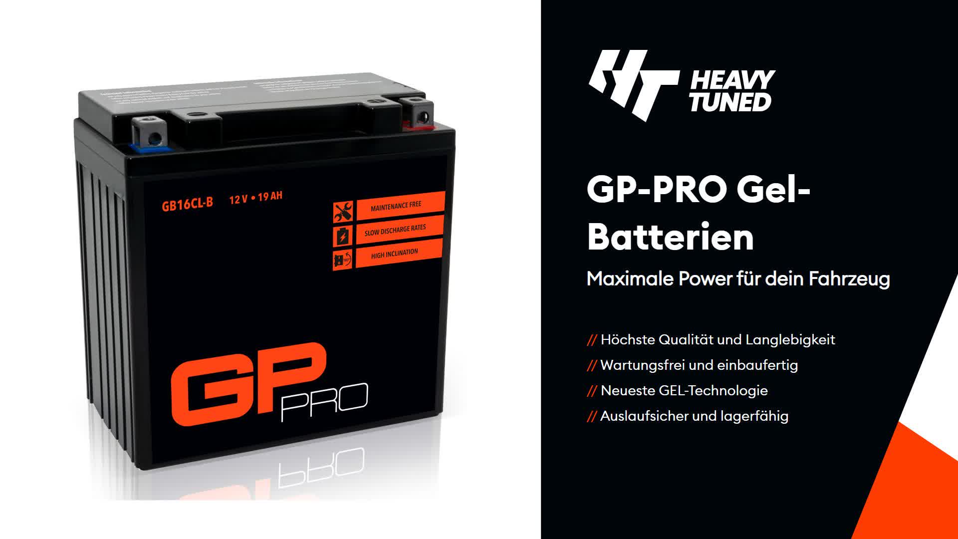 GP-PRO Gel-Batterie 12V 19Ah GB16CL-B Quad ATV Batterie / Produktbild-Vorschau 6