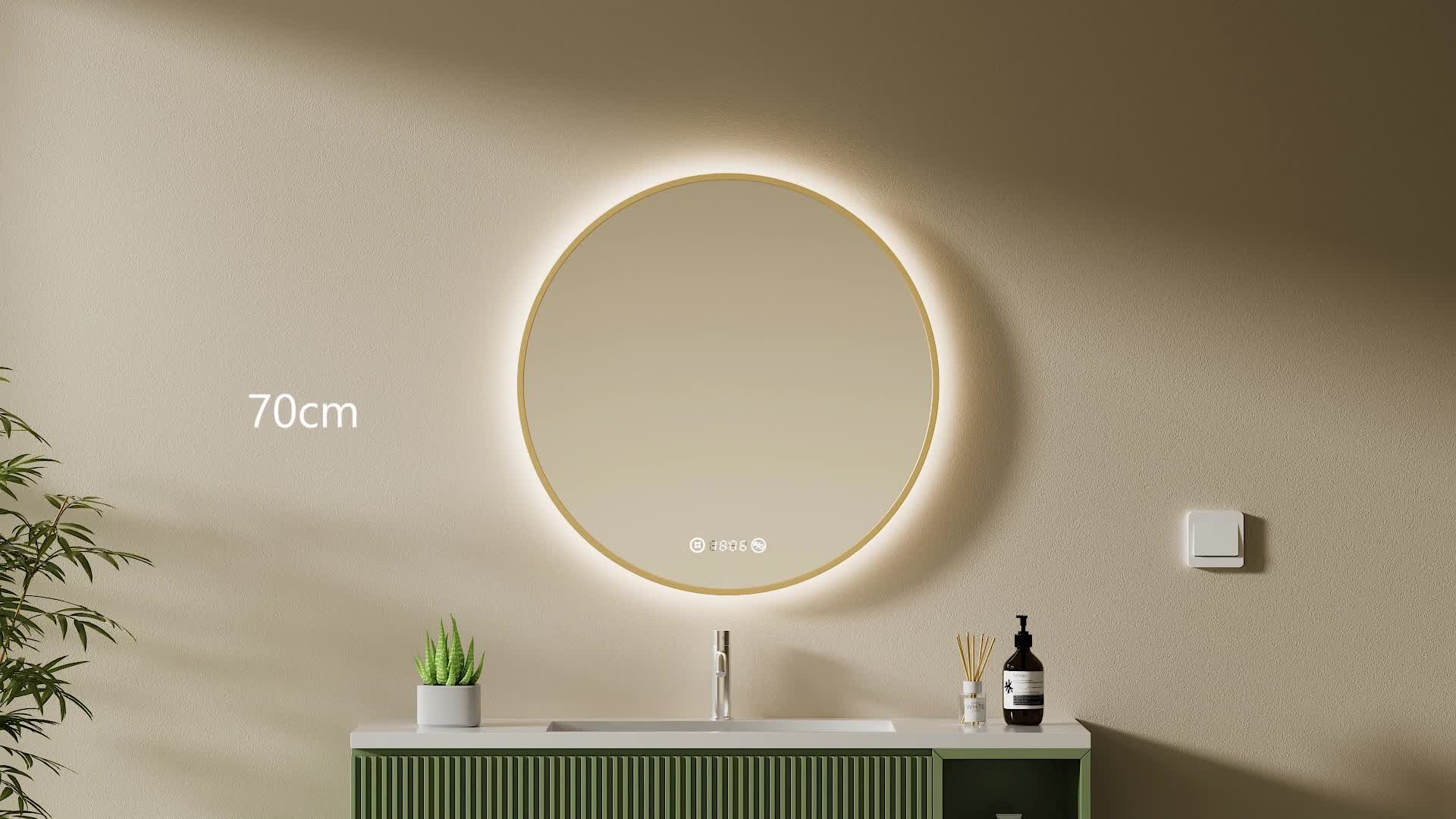 S'AFIELINA Specchio da bagno LED Rotondo 60cm, touch, Anteprima dell’immagine prodotto 7