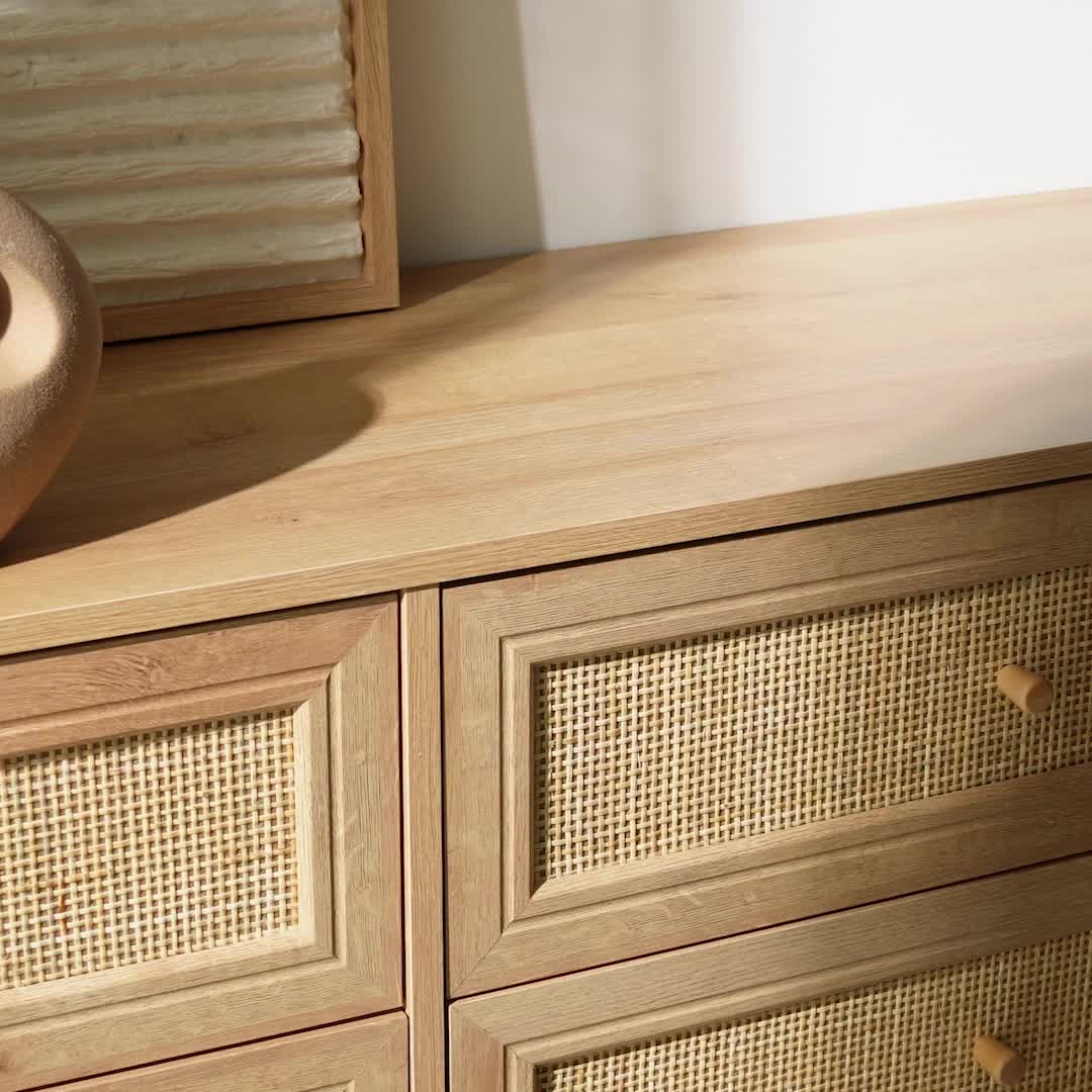 Cassettiera effetto legno e canna a 6 cassetti, Marrone Anteprima dell’immagine prodotto 6