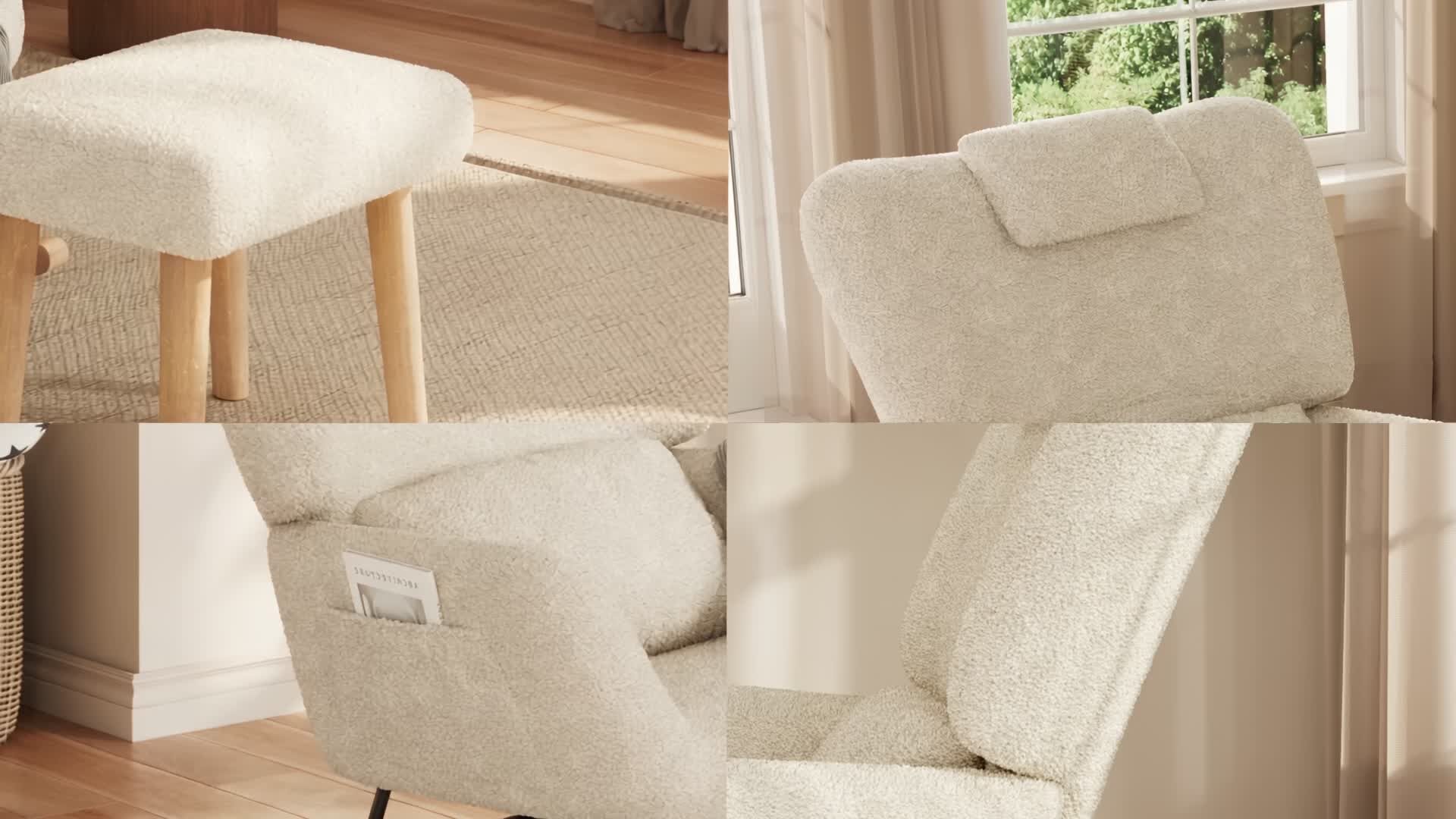 INONEFT Schaukelstuhl mit Fußstütze,Relaxstuhl Sessel mit Produktbild-Vorschau 6