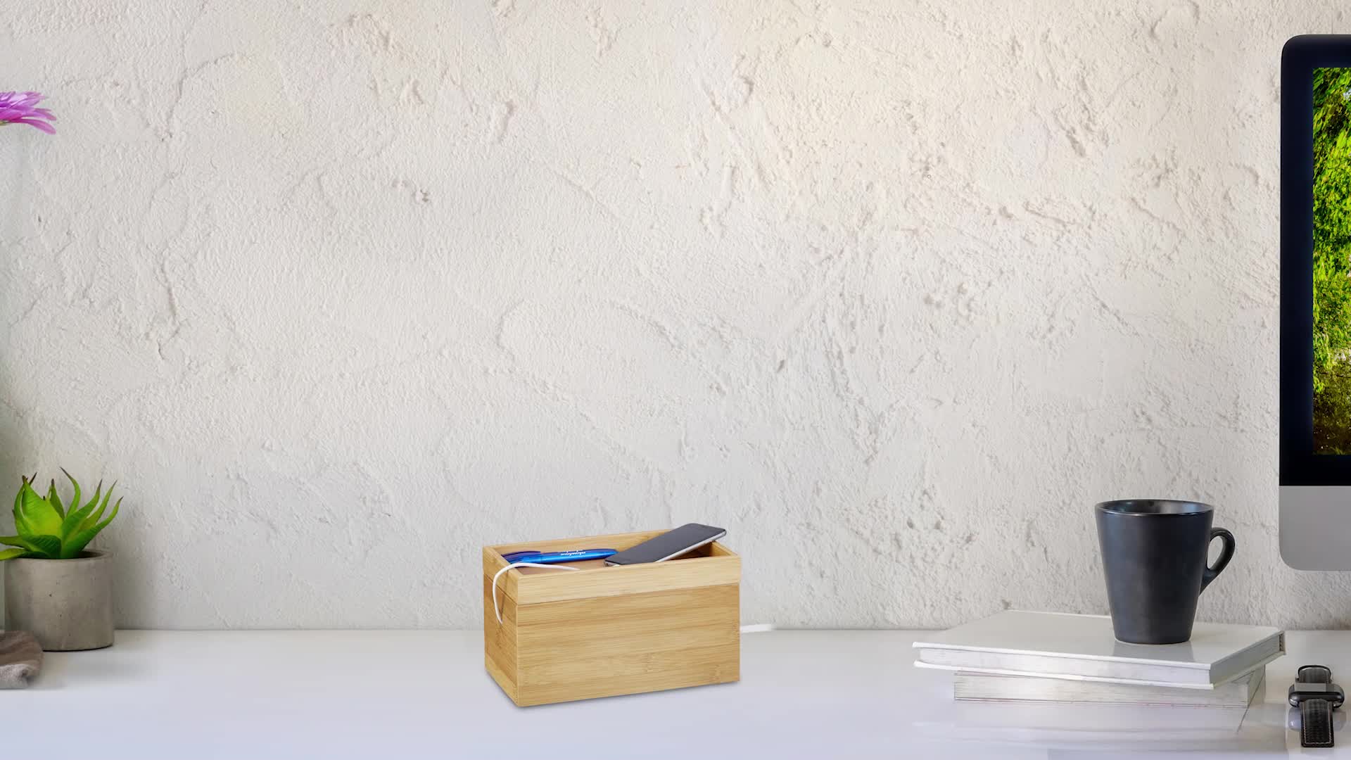 Relaxdays Kabelbox Bambus, mehrfach, kompakt, universell, Produktbild-Vorschau 7
