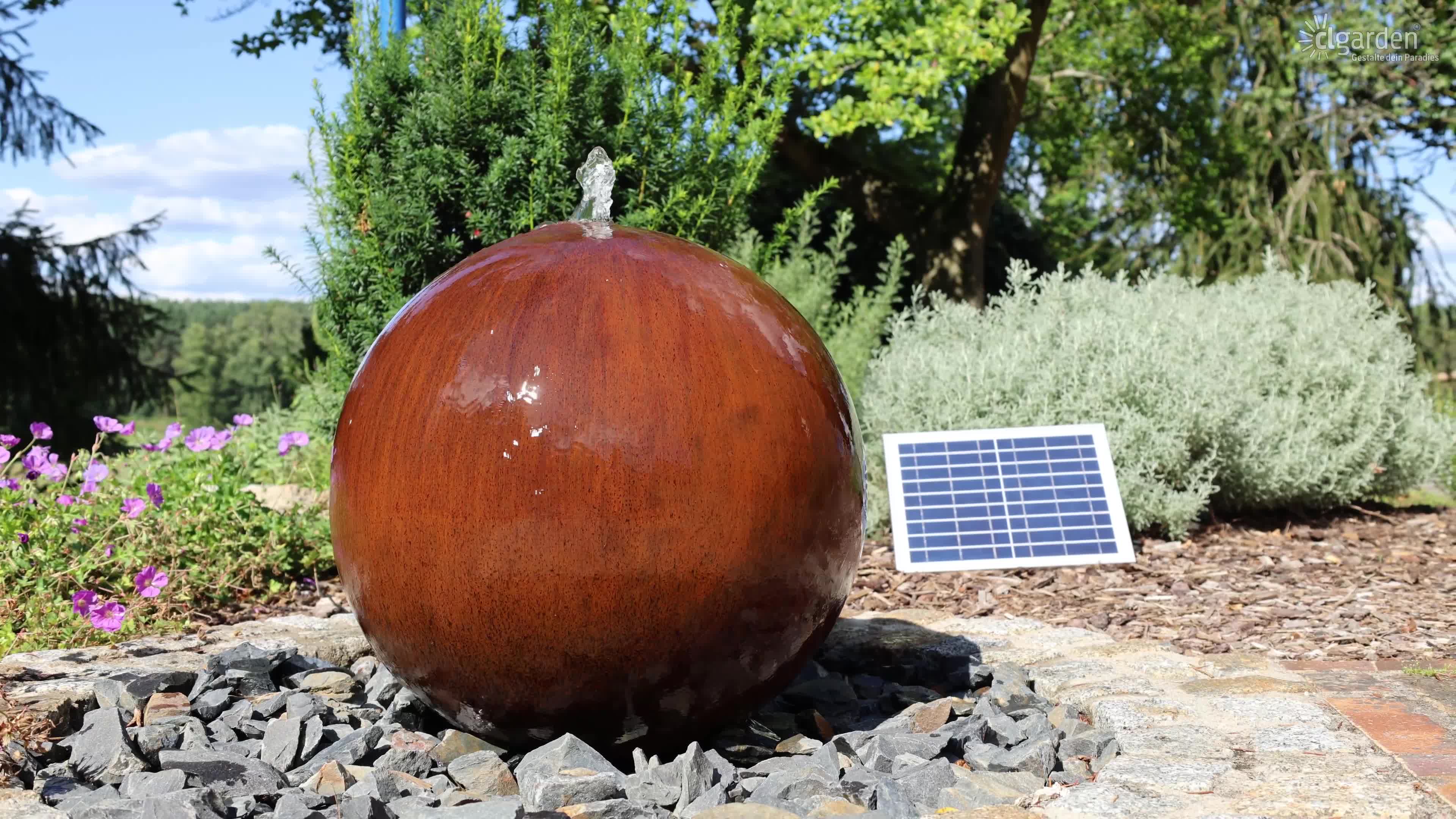 CLGarden Cortenstahl Kugelbrunnen mit Solar Akku Pumpe für Produktbild-Vorschau 7