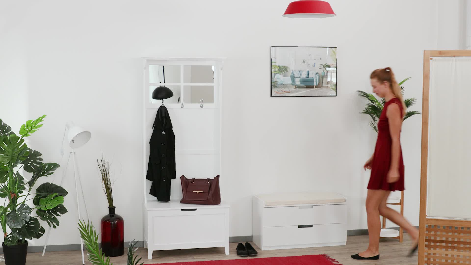 Relaxdays Sitzkommode, Garderobenbank mit 2 Schubladen, Produktbild-Vorschau 7