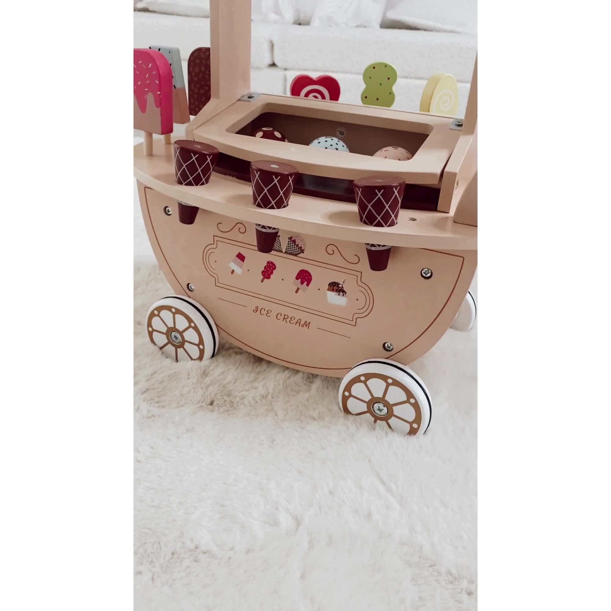Eiswagen aus Holz - Inklusive 9 Eiswürfeln aus Holz - Produktbild-Vorschau 7