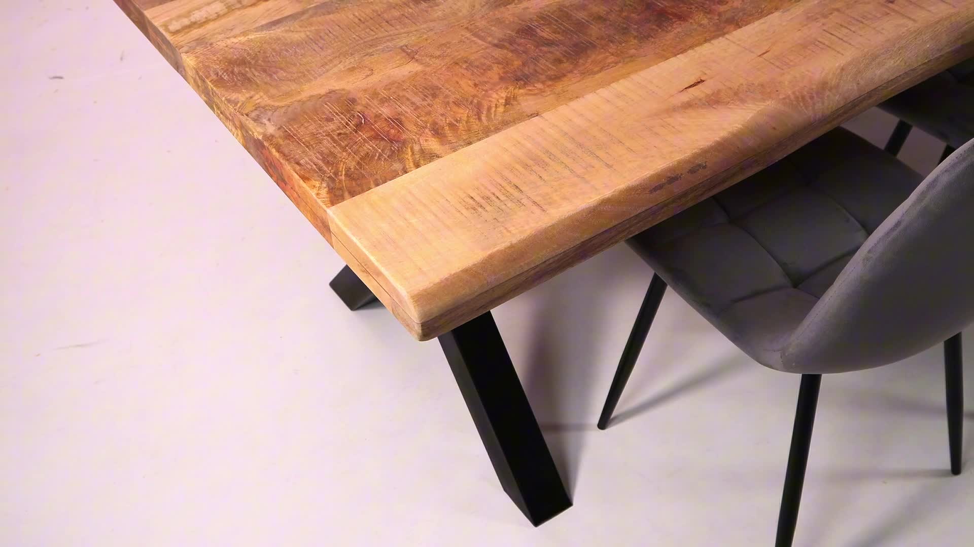 Esstisch Baumkante 300 x 100 cm Mangoholz Rough X-Gestell Produktbild-Vorschau 7