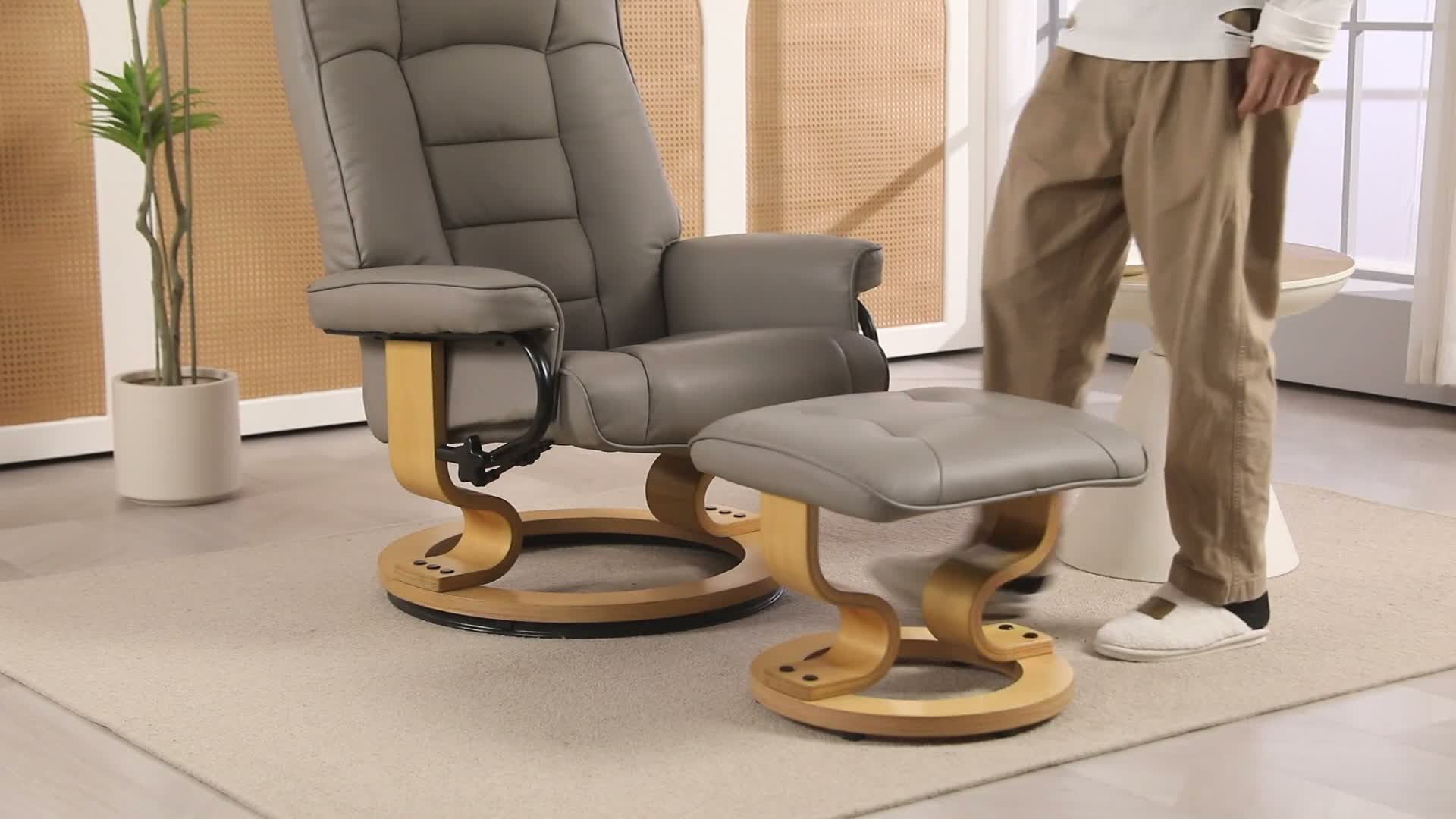 HOMCOM Relaxsessel mit Hocker Drehbar Fernsehsessel mit Produktbild-Vorschau 7