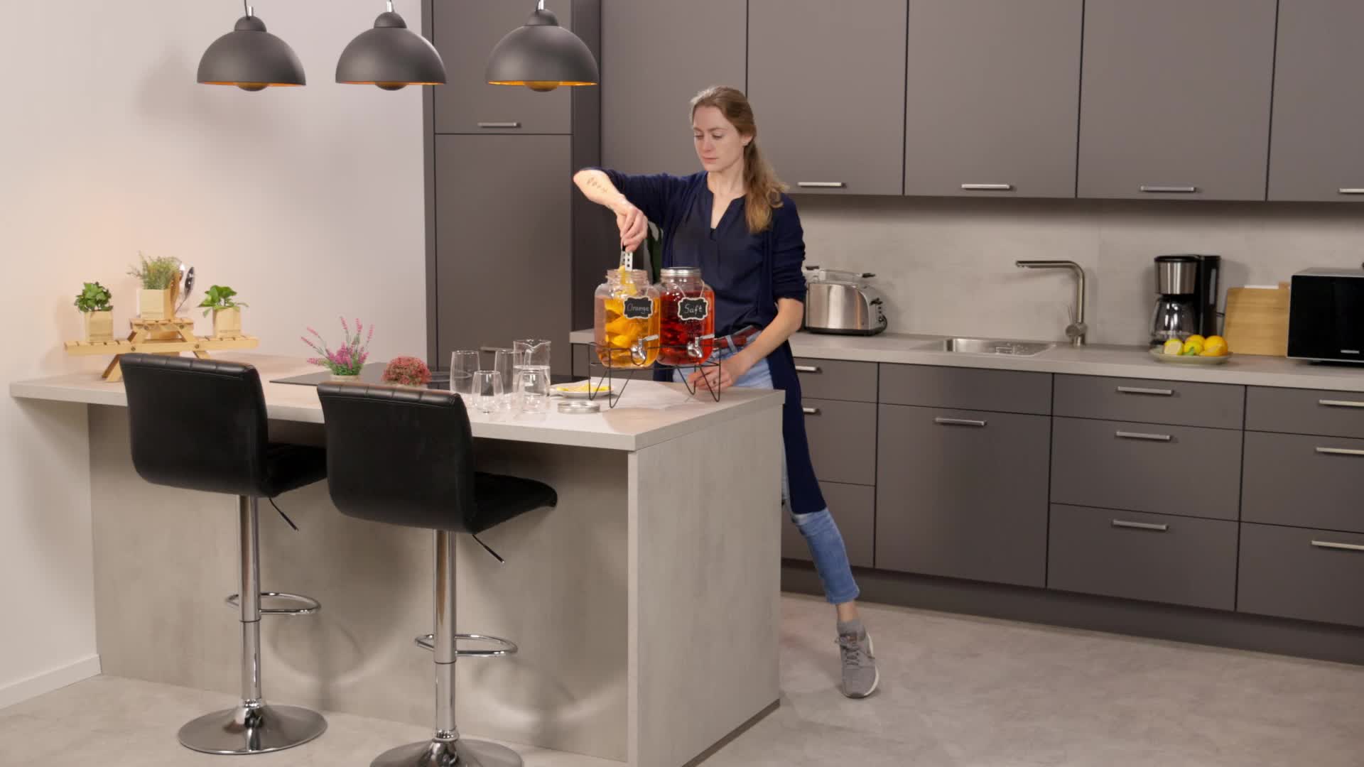 Relaxdays Getränkespender mit Ständer, 2 Limobehälter je Produktbild-Vorschau 7