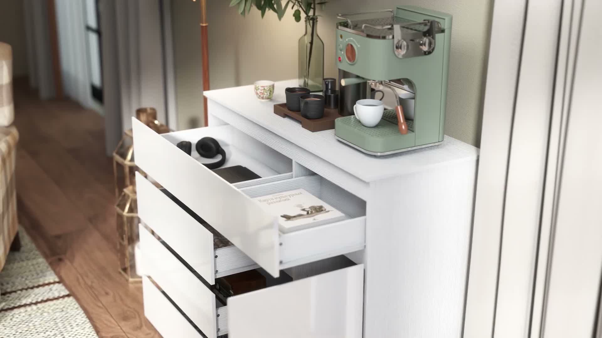 HOMCOM Sideboard, Kommode mit 5 Schubladen, verstellbarem Produktbild-Vorschau 7
