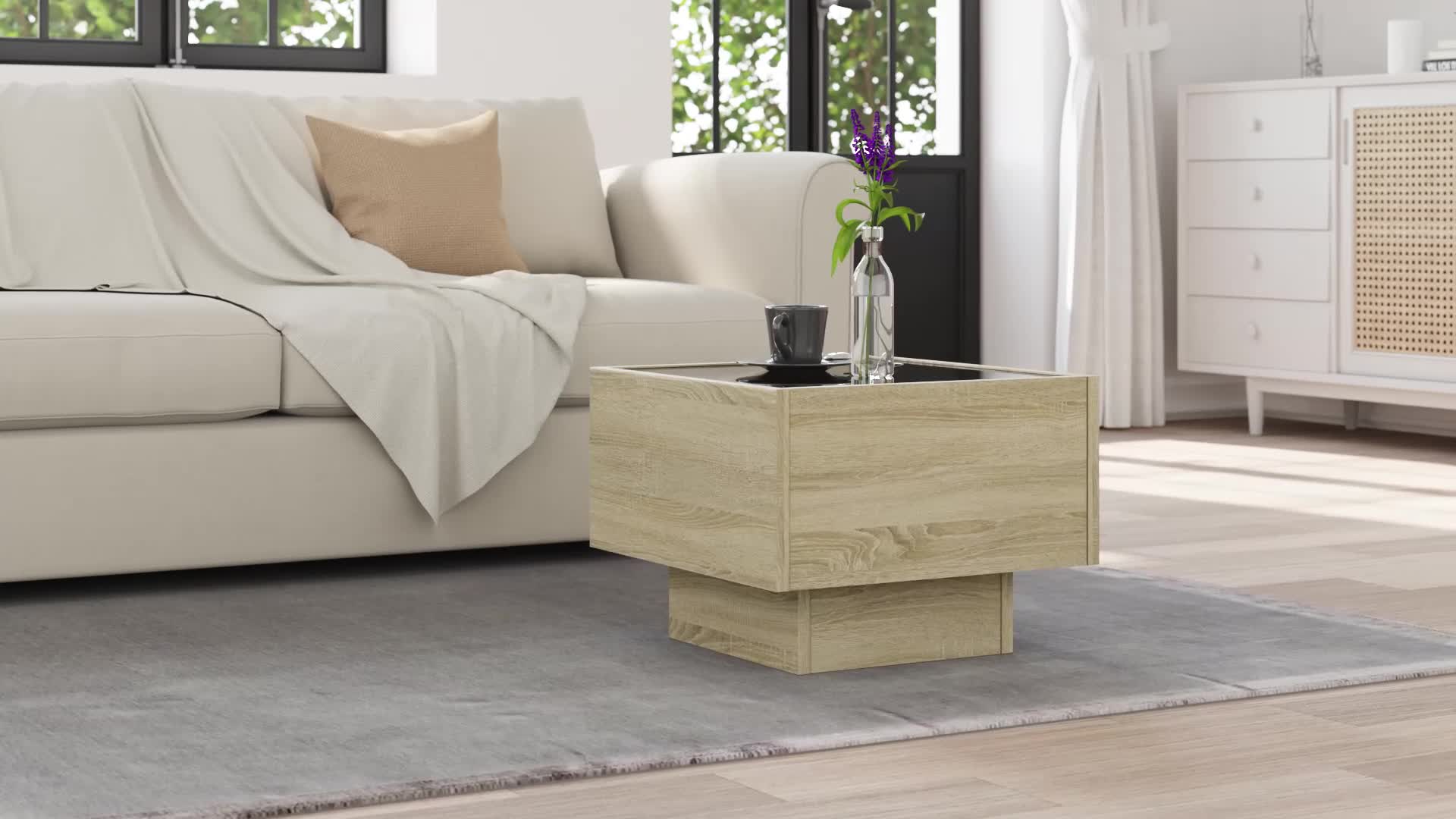 vidaXL LED-Couchtisch Sonoma Eiche 90x50x30 cm Produktbild-Vorschau 7