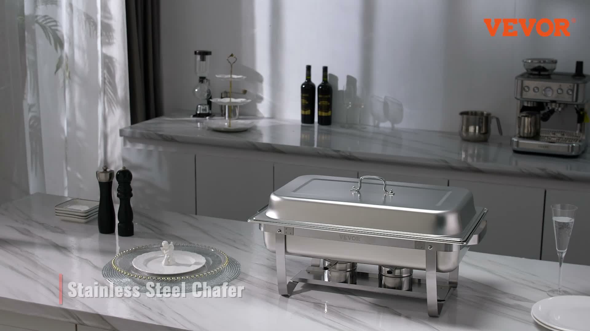VEVOR 4 Stk. Chafing Dish Profi Set Wärmebehälter Edelstahl Produktbild-Vorschau 7