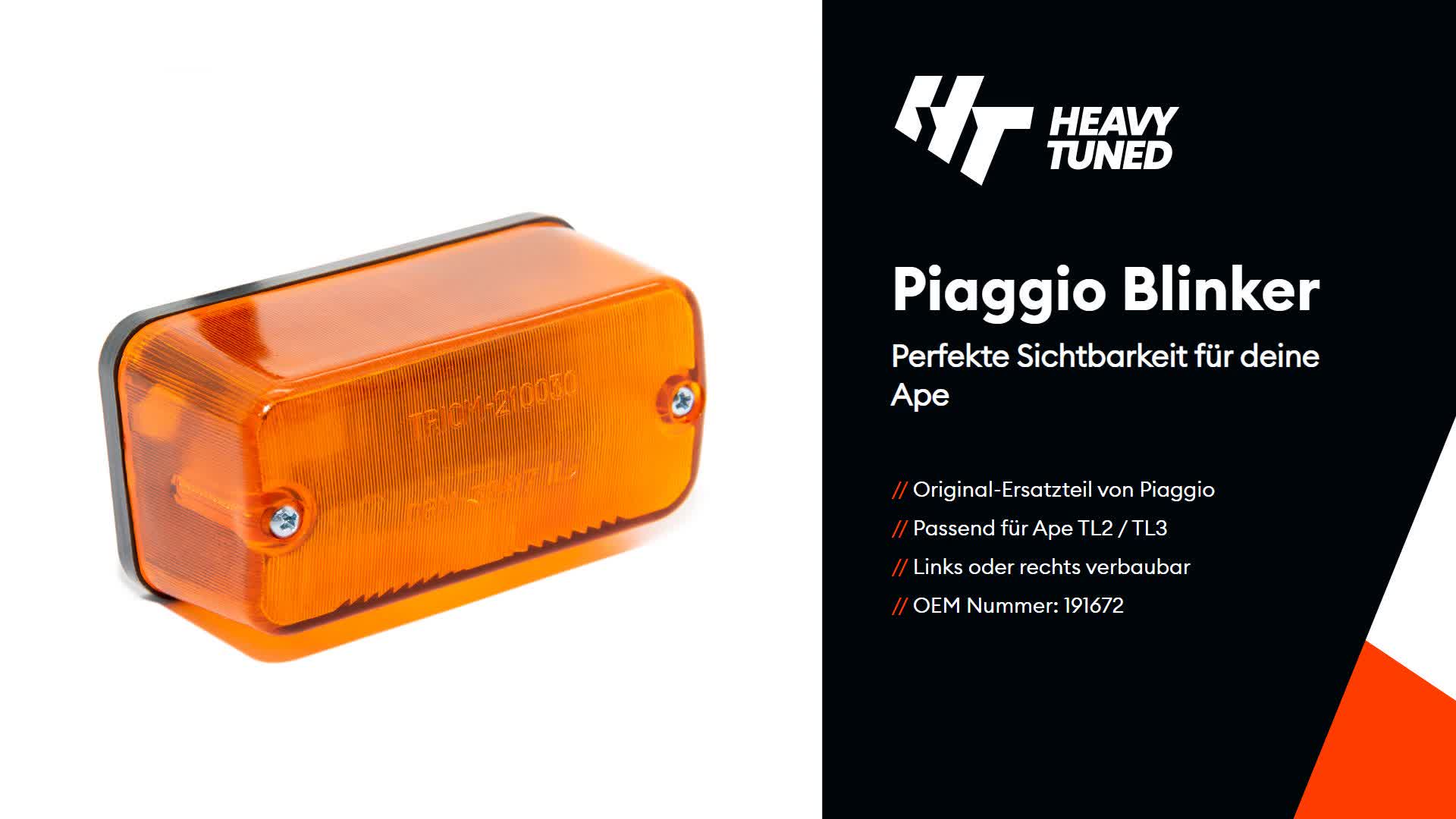 Blinker Piaggio vorne links rechts OEM 191672 für Ape 50 Produktbild-Vorschau 3