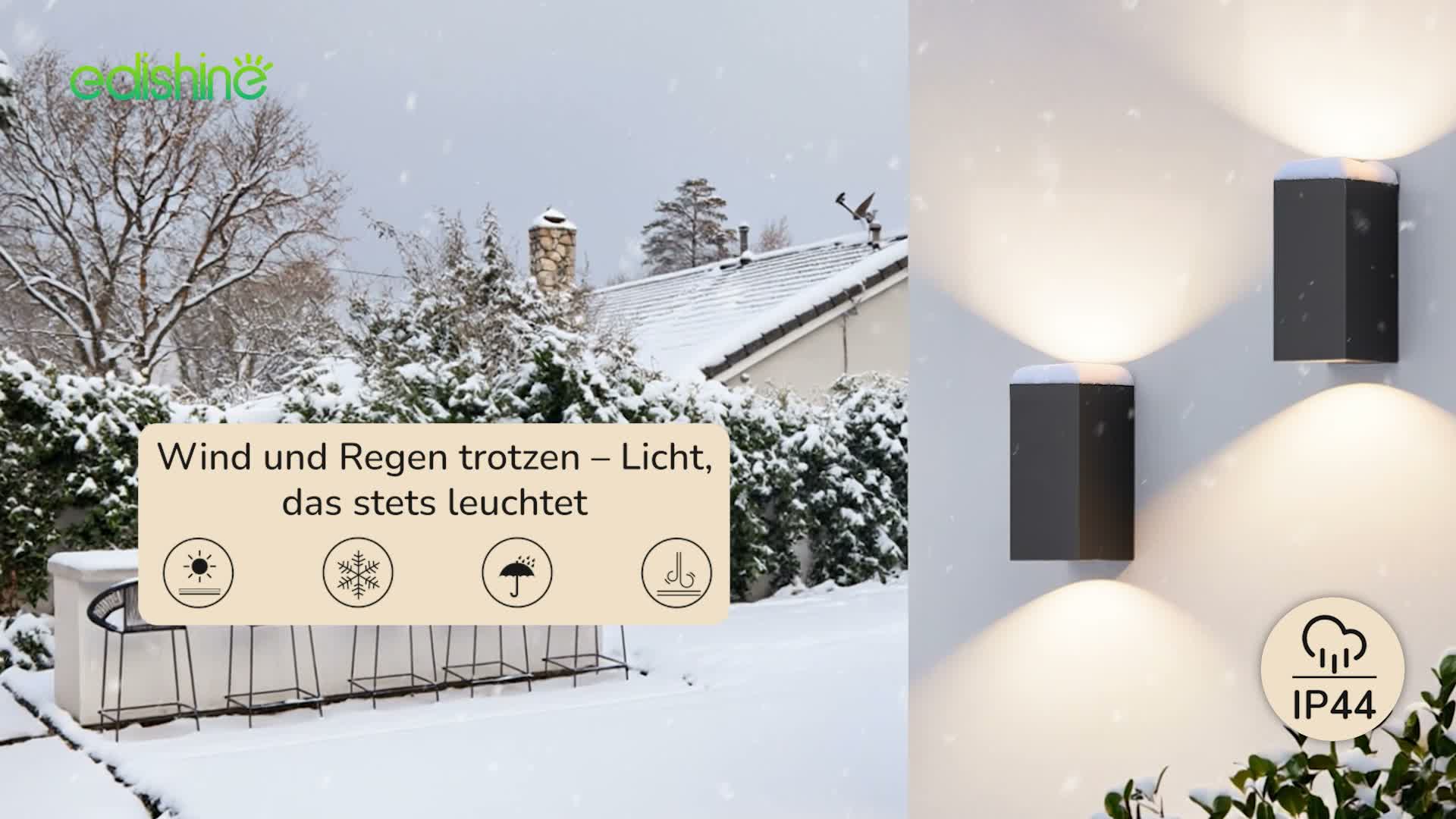 EDISHINE 2 LED Wandleuchte Innen & Aussen Schwarz, Produktbild-Vorschau 7