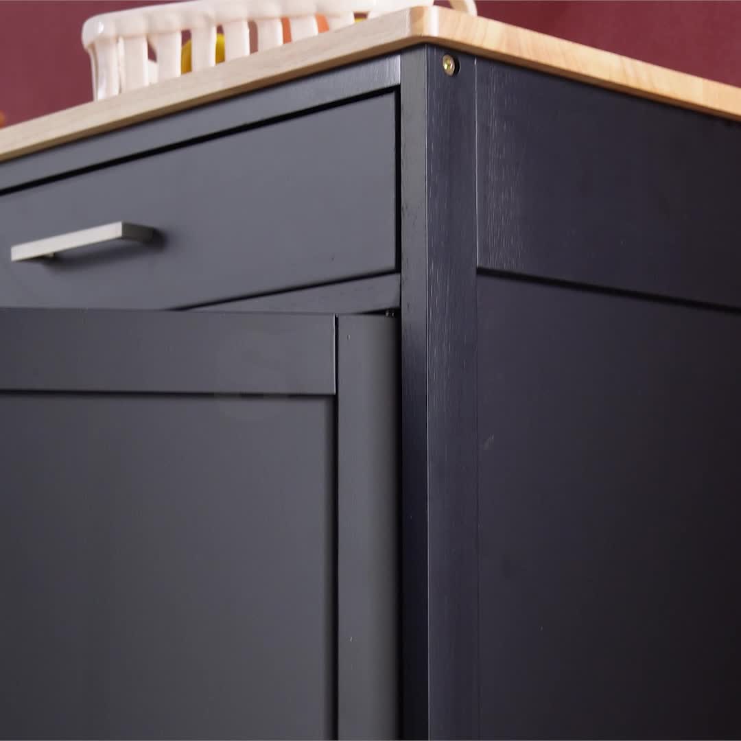 Carrello da cucina in legno di gomma con 2 ripiani, 56cm , Anteprima dell’immagine prodotto 7