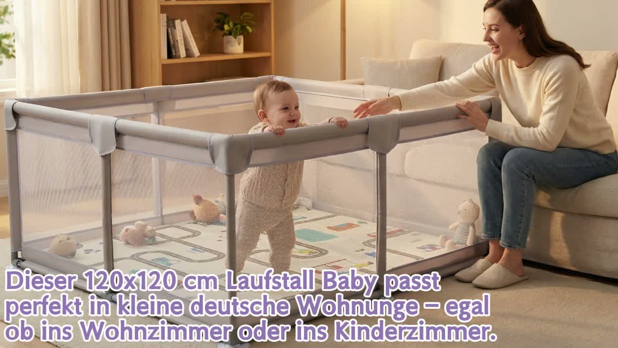 Laufstall Baby mit Matratze, Laufgitter Baby 200x180cm XXL, Produktbild-Vorschau 7