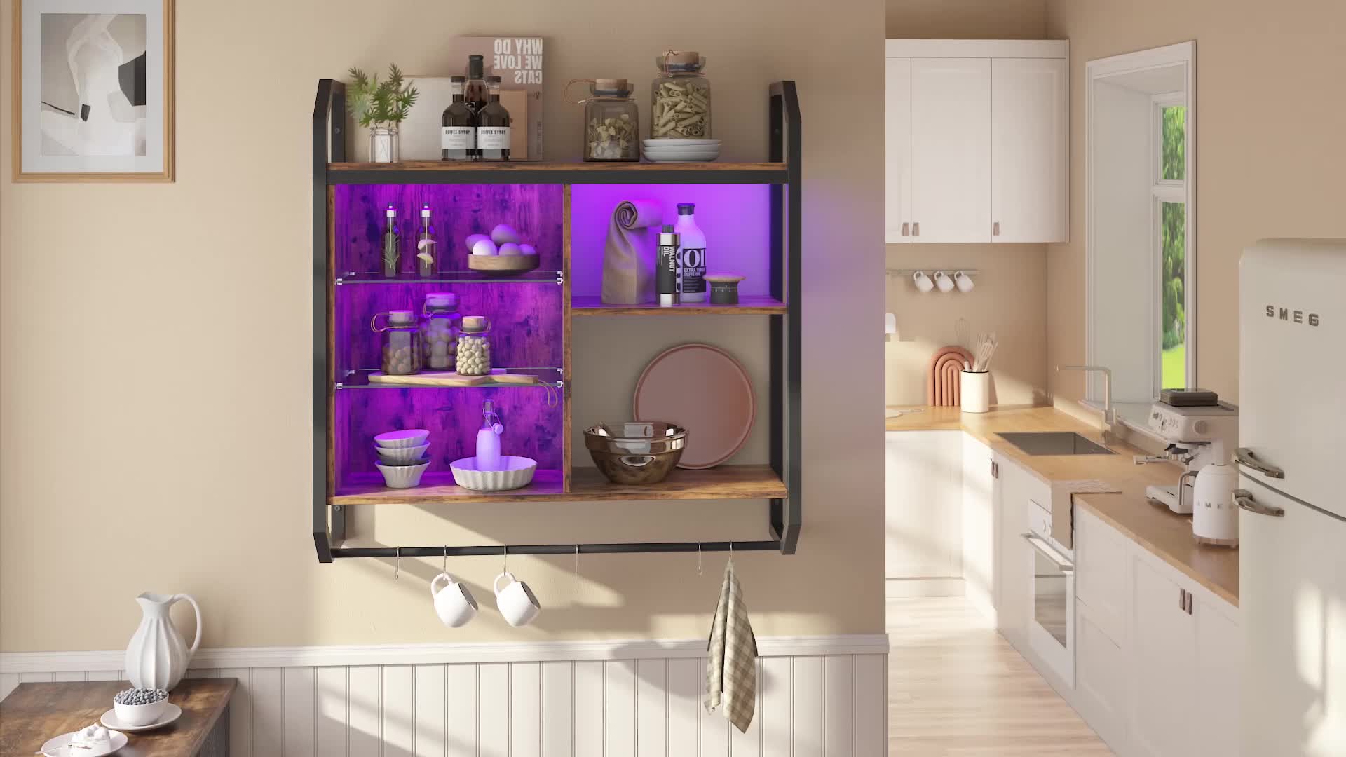 Bestier Schweberegal mit LED-Beleuchtung, küchenregal 84cm, Produktbild-Vorschau 7