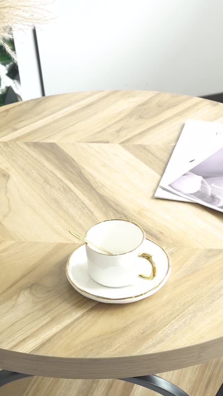 Tribesigns Runder Couchtisch 80 Cm - 2-stufiger Wohnzimmertisch Mit Stauraum - Rustikal Braun