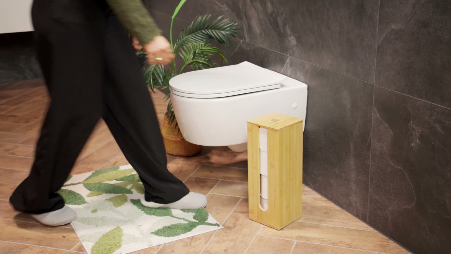 Relaxdays Toilettenpapier Aufbewahrung, 4 Rollen, Bambus, Produktbild-Vorschau 7