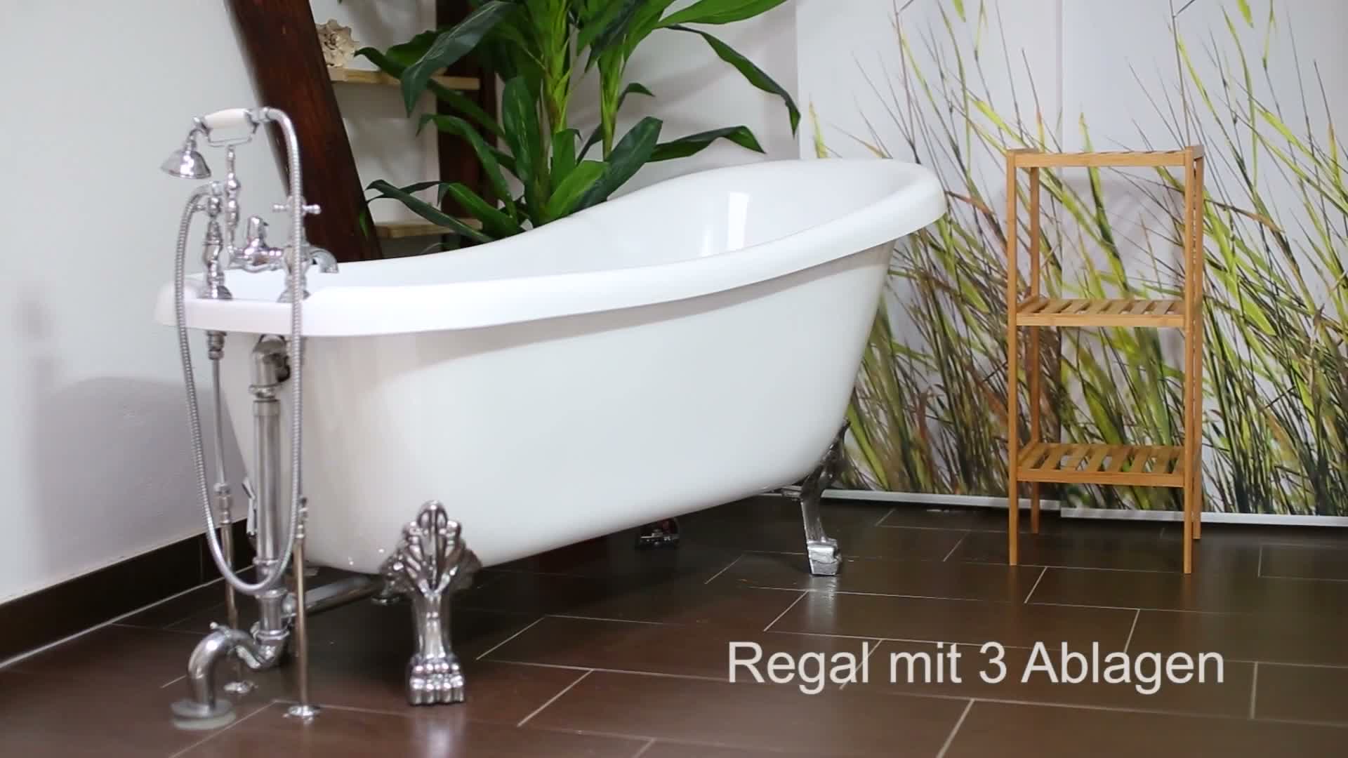 Relaxdays Badregal Bambus, 3 Ablagen, HxBxT:79x33x33cm, Produktbild-Vorschau 7