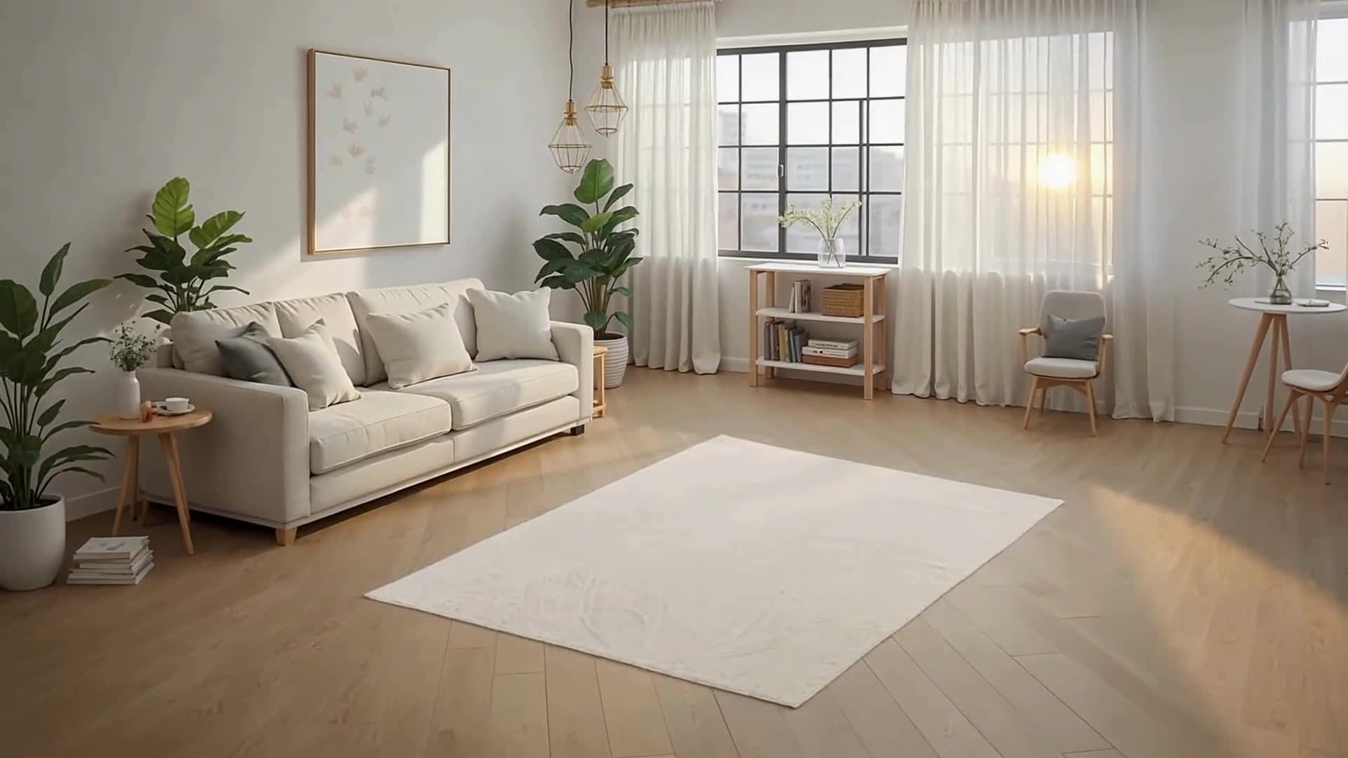 Homestyle4u Kurzflor Teppich 160x230 cm waschbar  Weiß Produktbild-Vorschau 7
