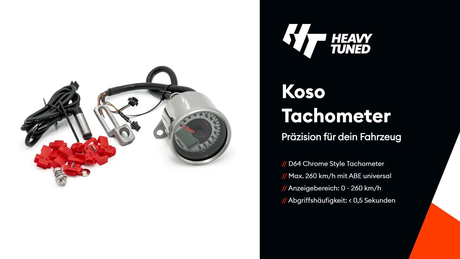 Koso D64 Chrome Style Tachometer Signalleuchten, max. Produktbild-Vorschau 7