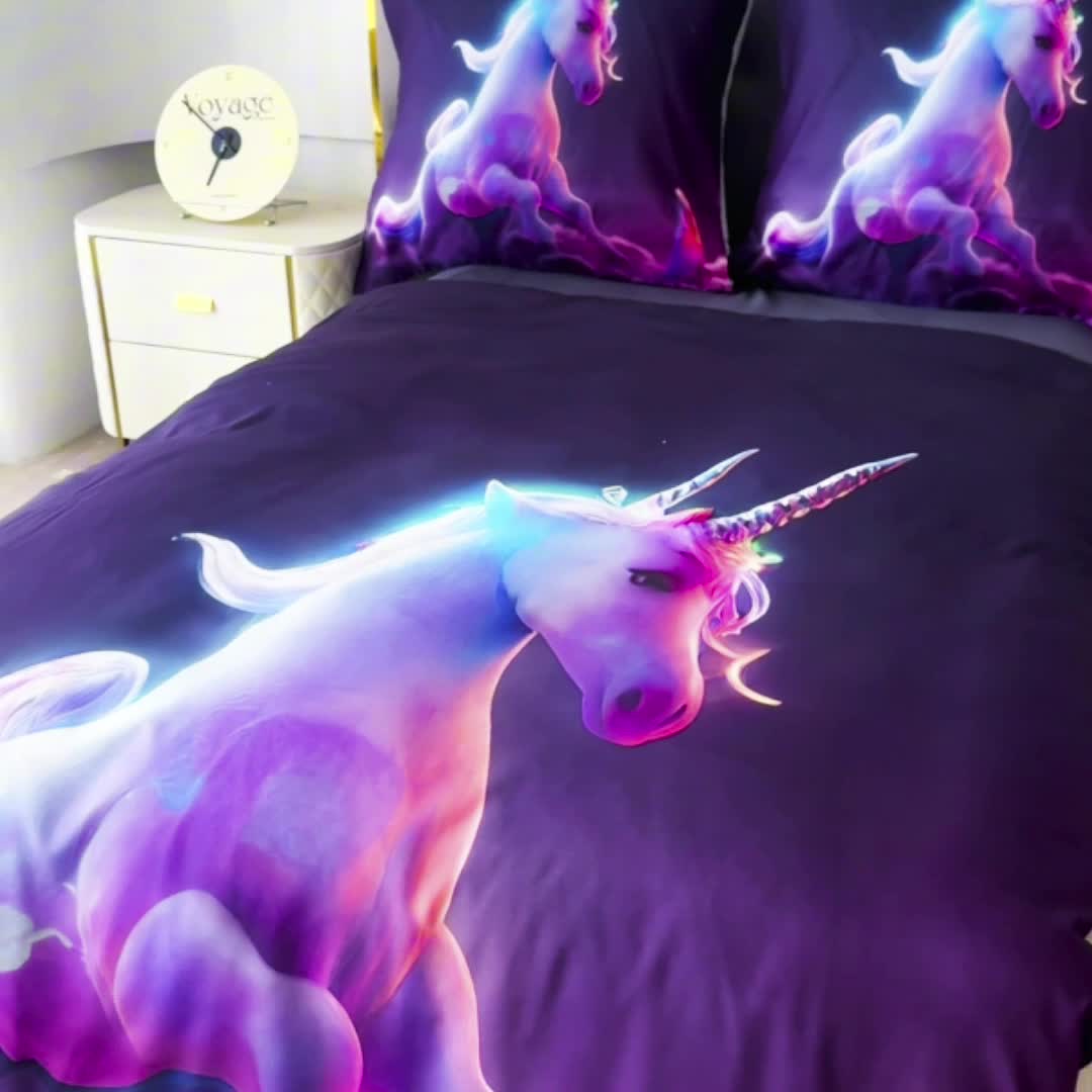 FEBE 3D Bettwäsche Einhorn Bettbezug-Set 135x200 + Produktbild-Vorschau 6