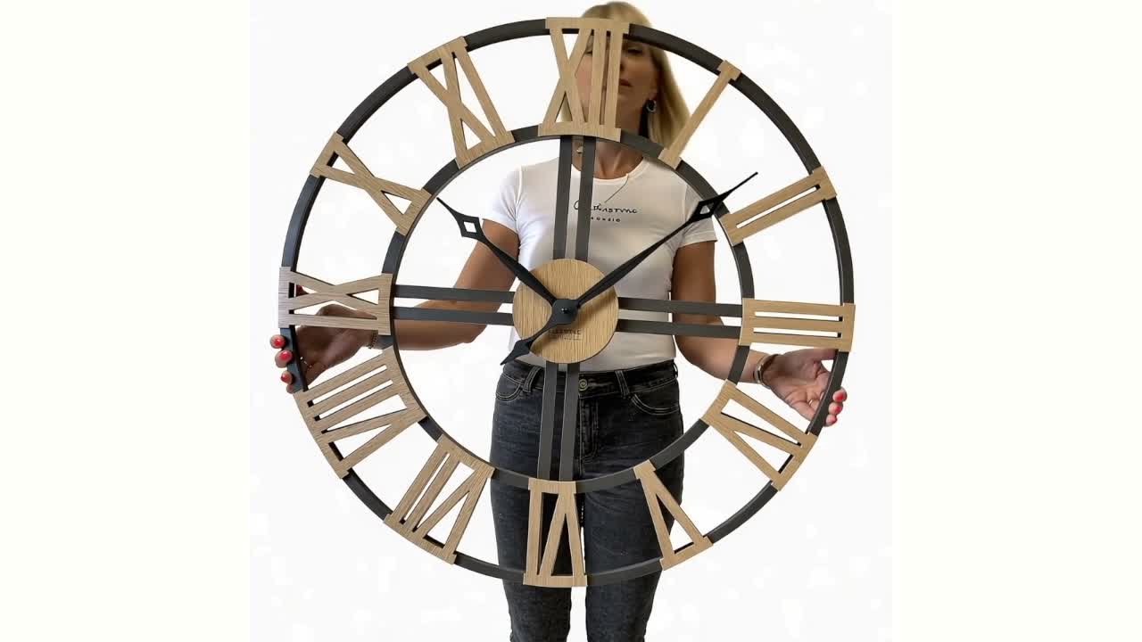 Groß wanduhr XXL ohne tickgeräusche LOFT Grande Schwarz und Produktbild-Vorschau 7