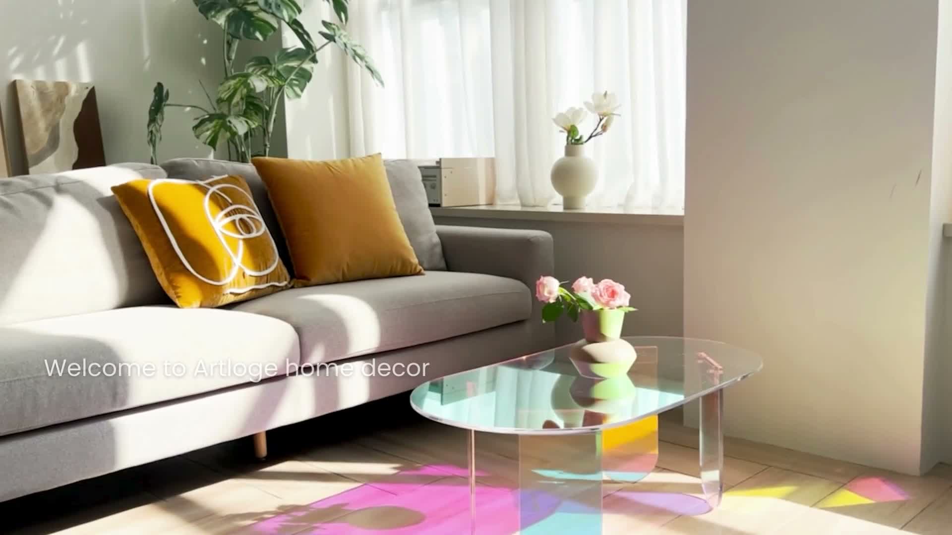 WISFOR Acryl Couchtisch oval, schillernder Wohnzimmertisch Produktbild-Vorschau 7
