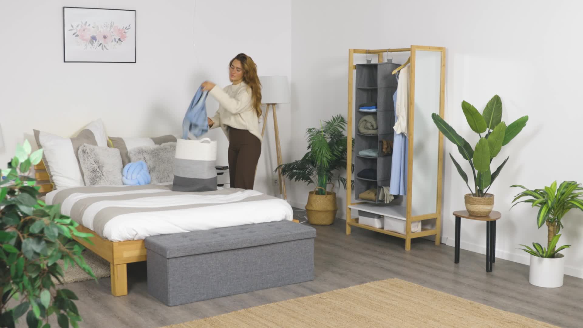 Relaxdays Kleiderschrank Hängeregal, 6 Fächer, Stoff, HBT: Produktbild-Vorschau 7