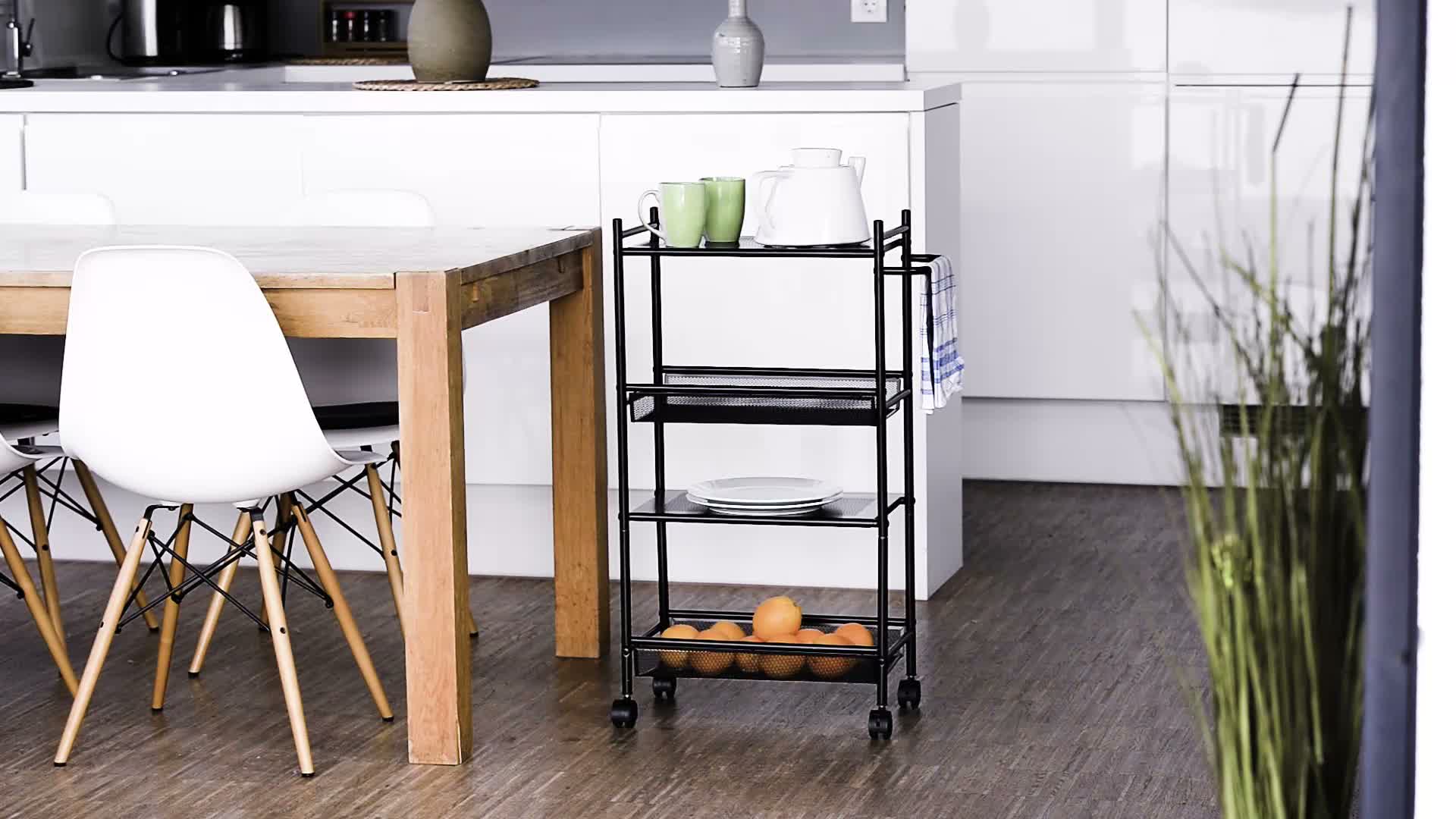 Relaxdays Rollregal schmal aus Metall, 4 Etagen Produktbild-Vorschau 7