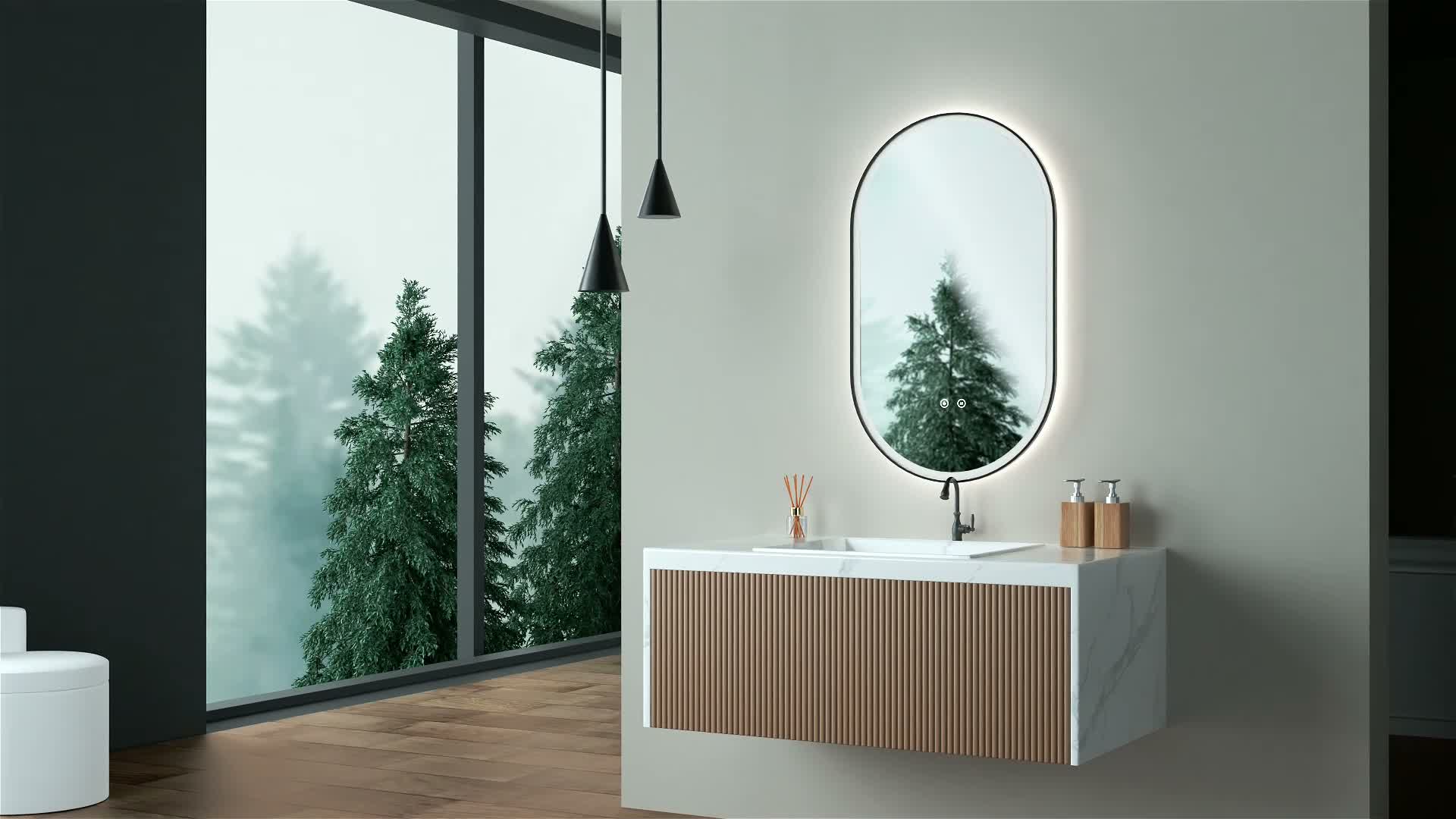 HOKO LED Ovalspiegel mit Metallrahmen 50x90 cm Anti-fog Produktbild-Vorschau 7