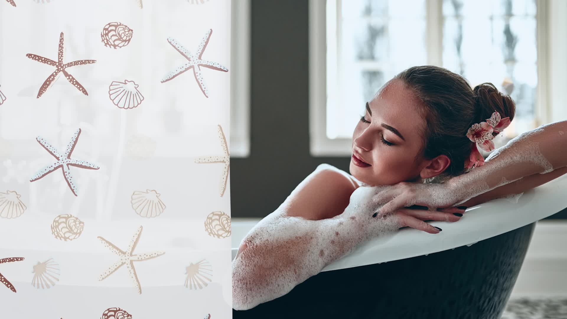 Relaxdays Duschrollo Ocean, wasserabweisend, Muschel Produktbild-Vorschau 7