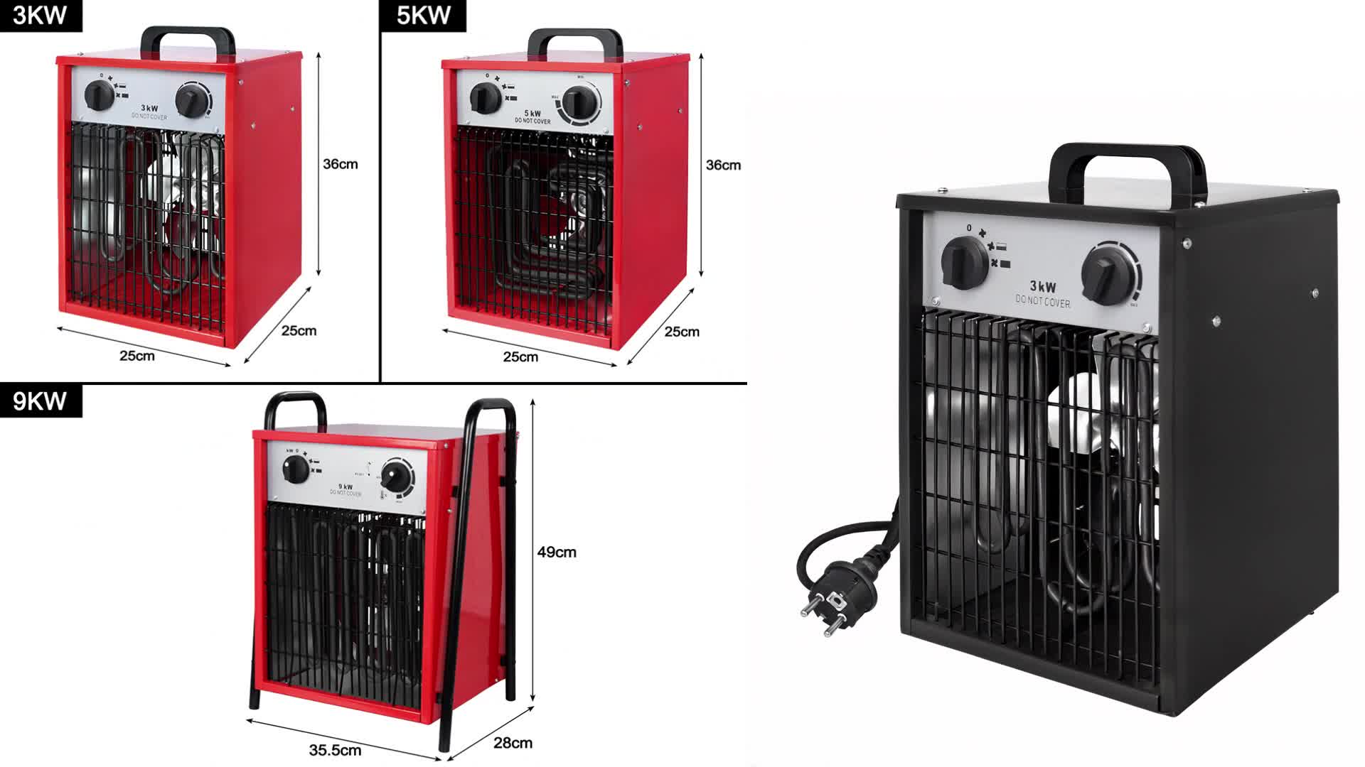 XMTECH Radiateur soufflant Chauffage électrique 5kW 400V - Voir les images du produit 7