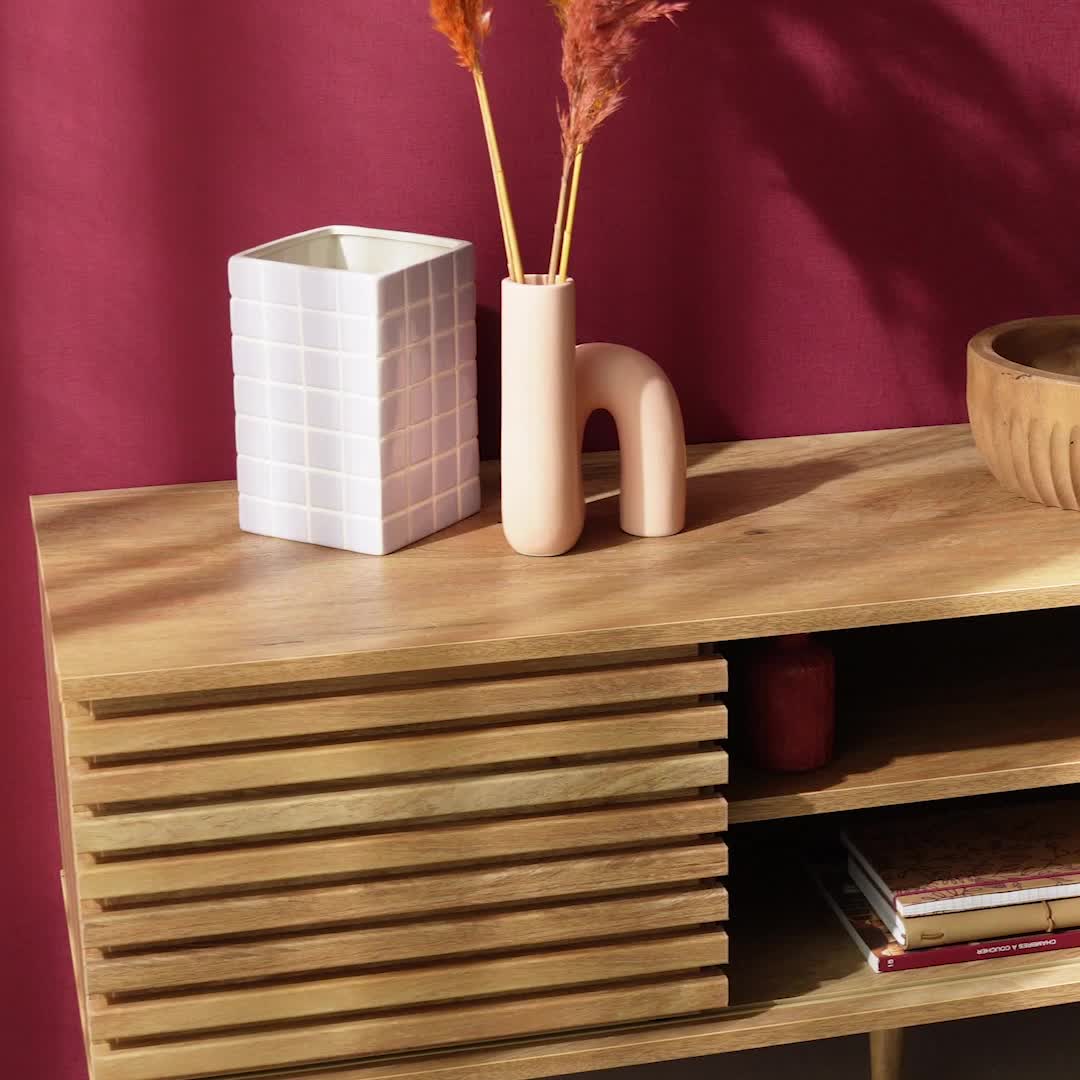 Mobile TV scandinavo a 2 ante, 120cm, Marrone naturale Anteprima dell’immagine prodotto 7